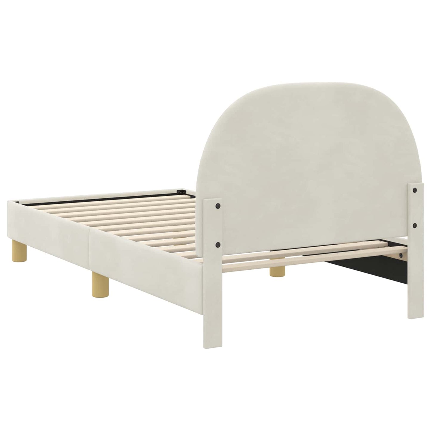 Gyerekágy kerettel fejtámlával Krémszínű 80 x 160 cm Bársony