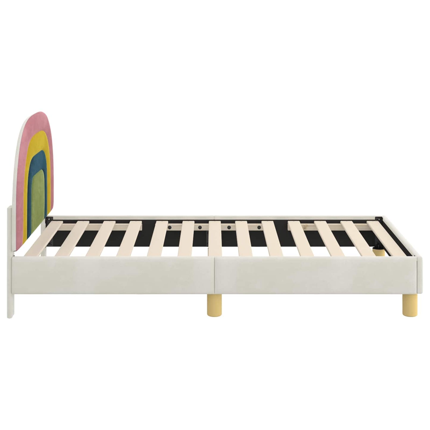 Gyerekágy kerettel fejtámlával Krémszínű 80 x 160 cm Bársony