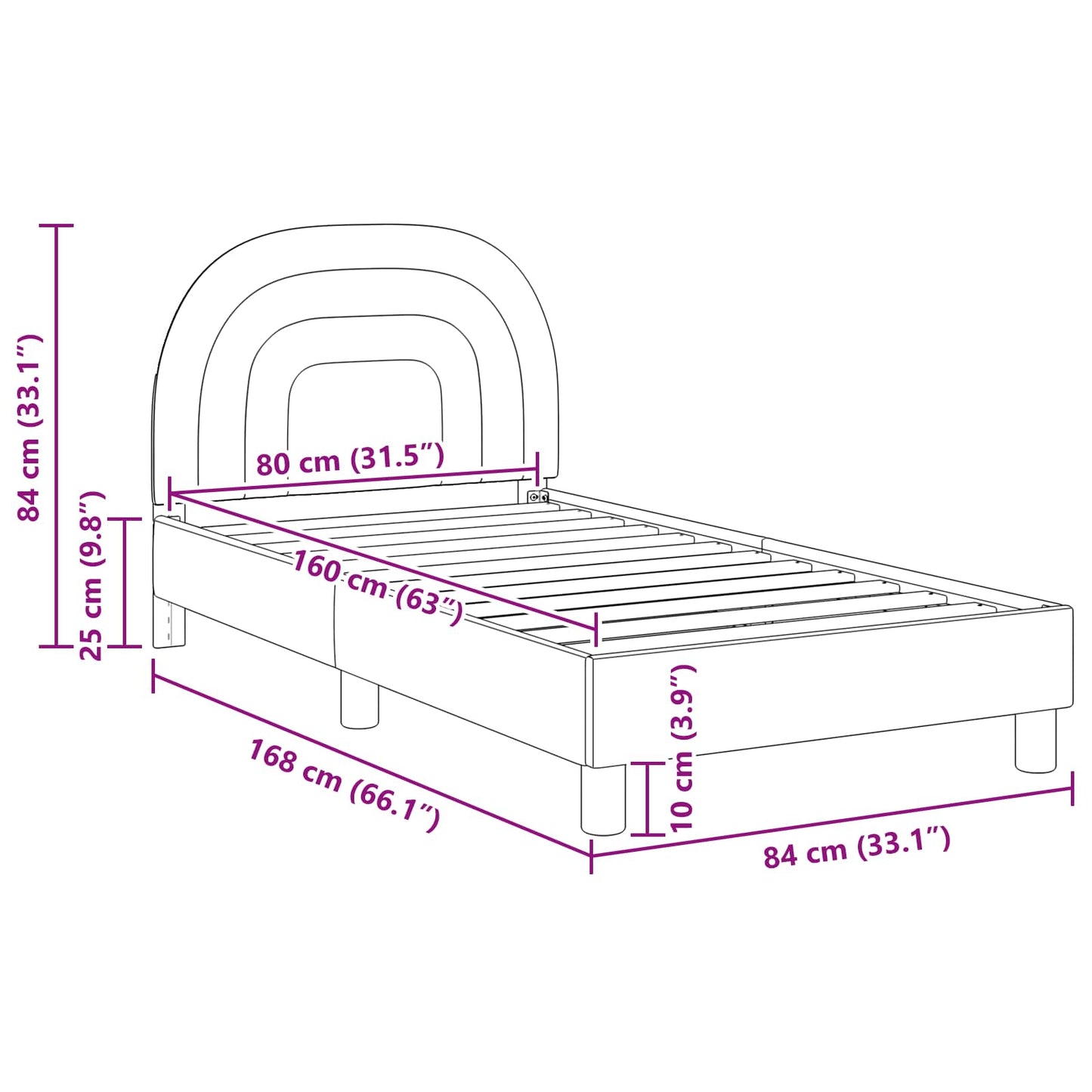 Gyerekágy kerettel fejtámlával Krémszínű 80 x 160 cm Bársony