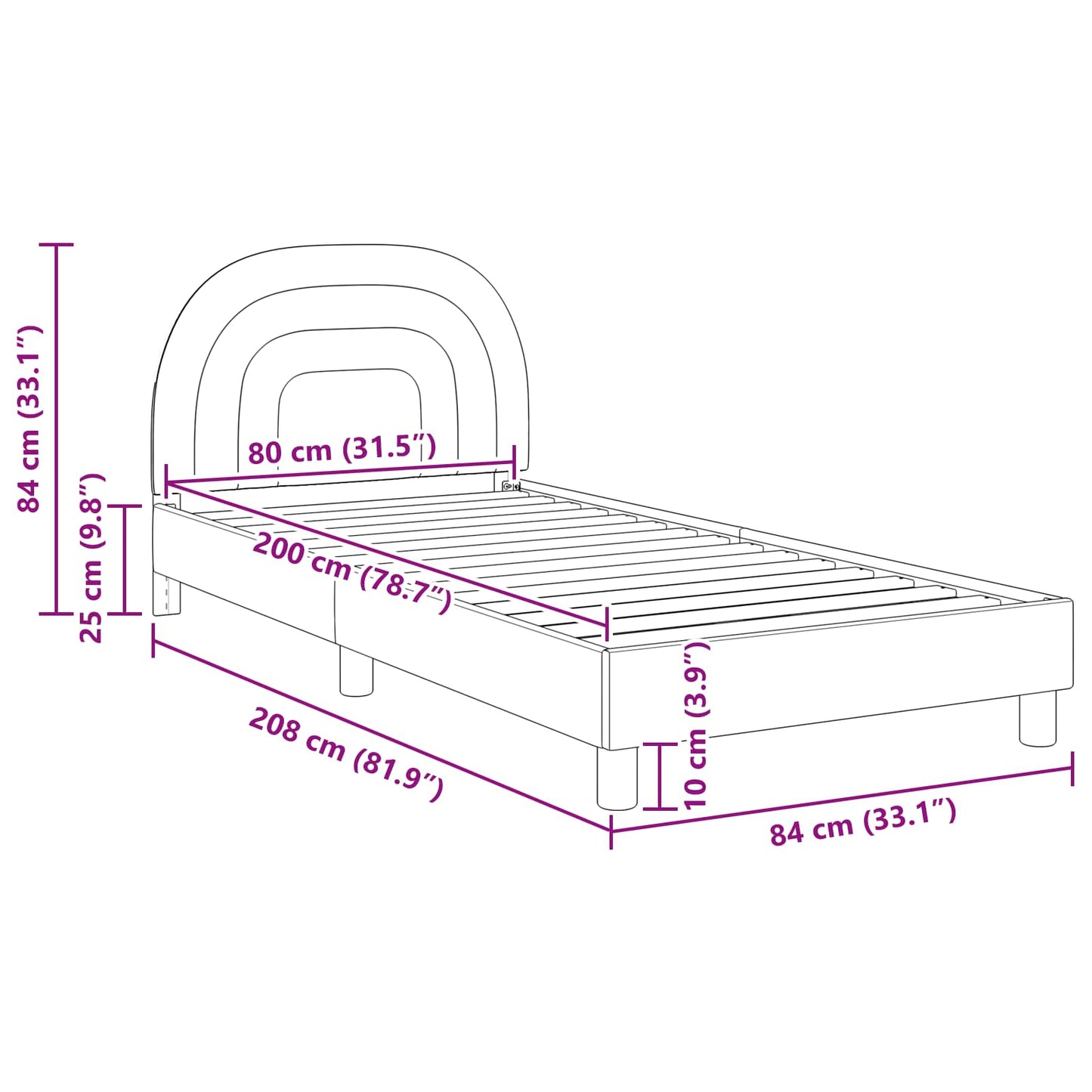 Gyerekágy kerettel fejtámlával Rózsaszín 80 x 200 cm Bársony