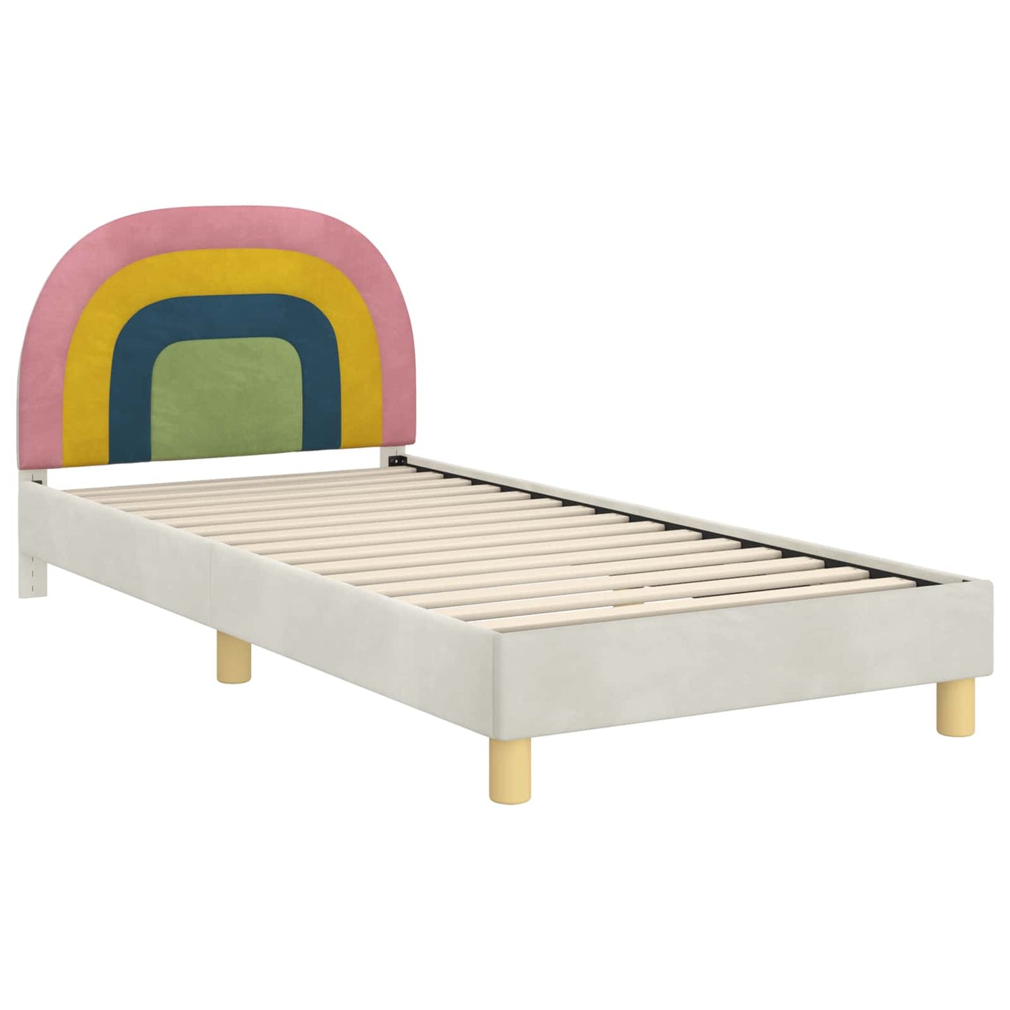 Gyerekágy kerettel fejtámlával Krémszínű 90 x 190 cm Bársony