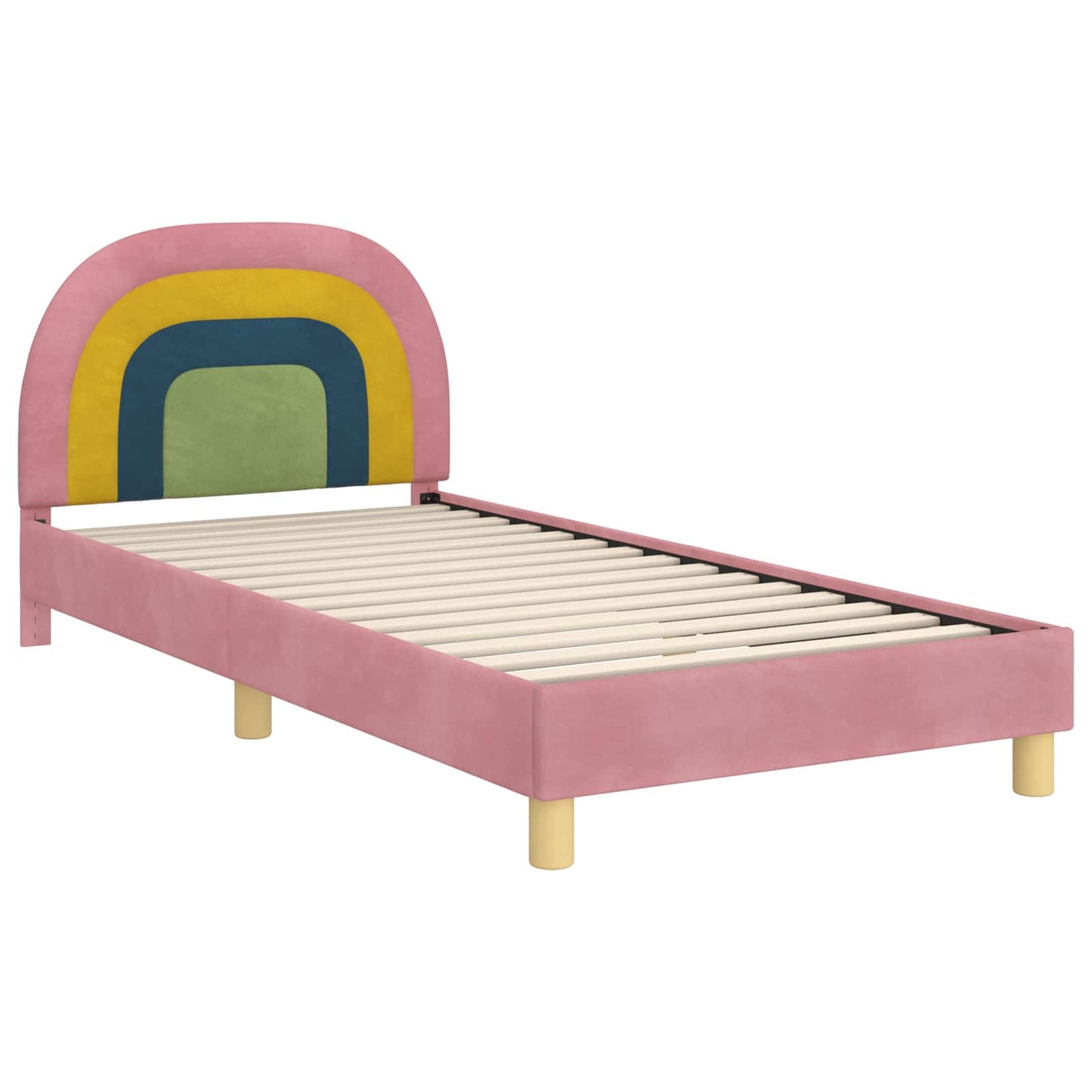 Gyerekágy kerettel fejtámlával Rózsaszín 90 x 190 cm Bársony