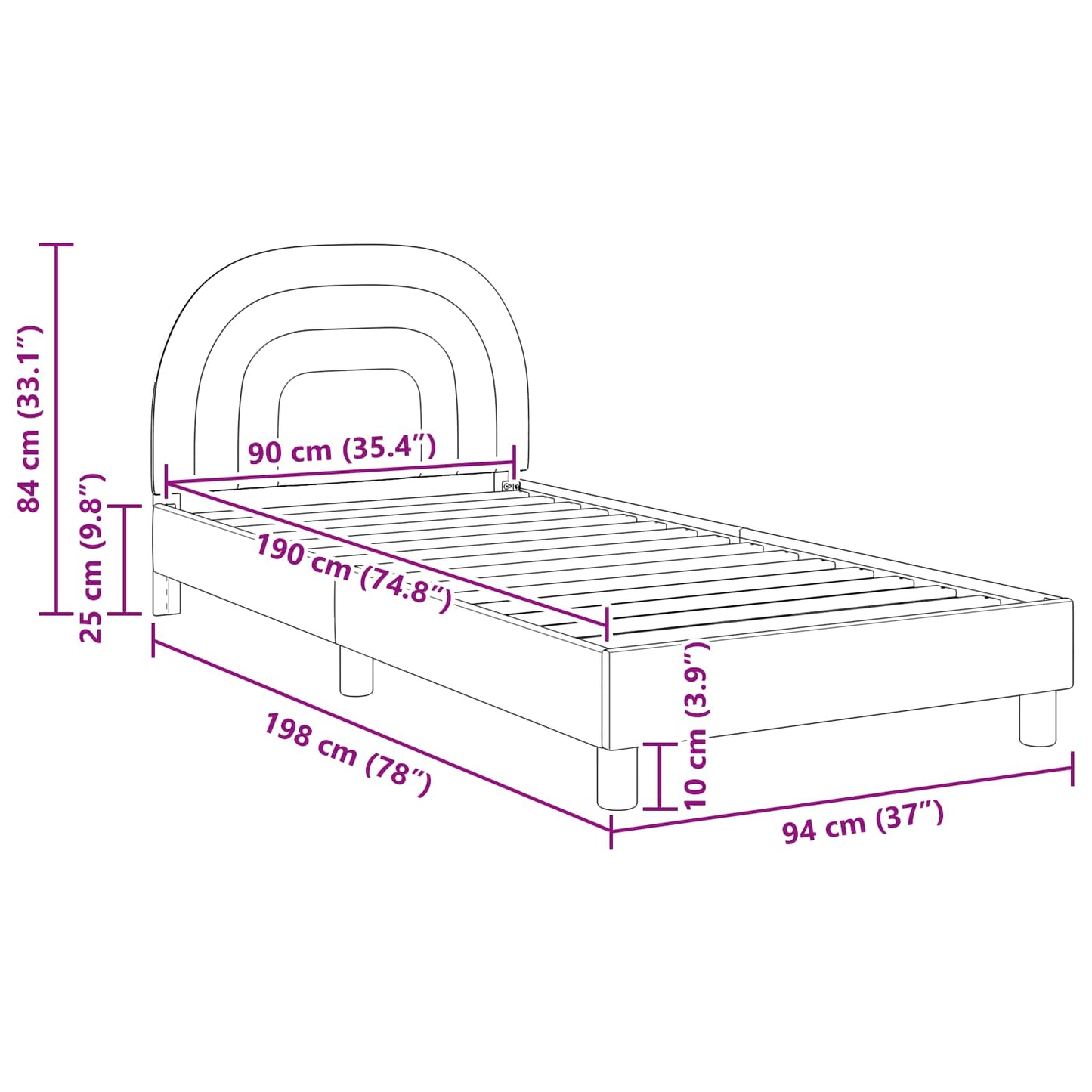 Gyerekágy kerettel fejtámlával Rózsaszín 90 x 190 cm Bársony