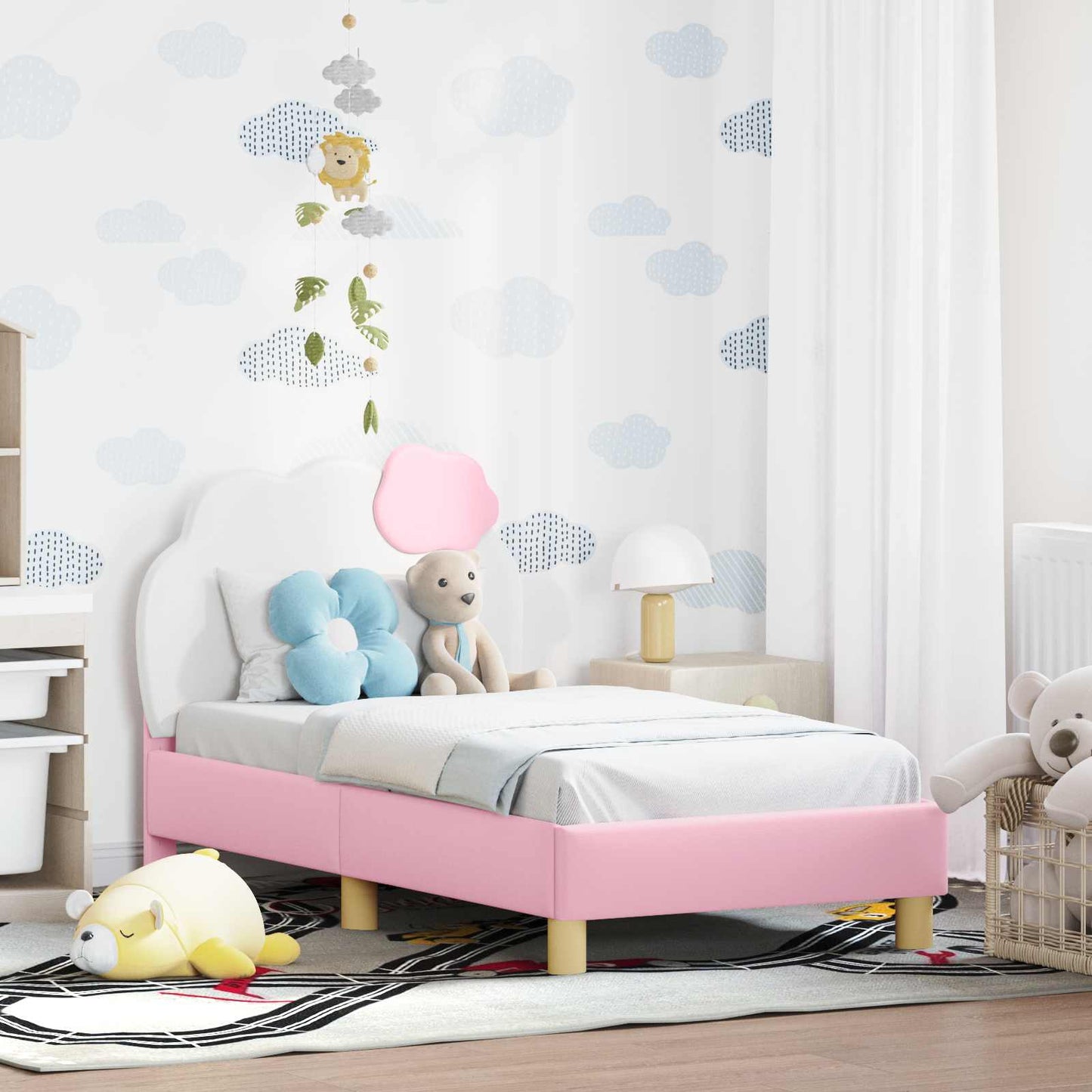 Gyerekágy keret fejtámlával Rózsaszín 70 x 140 cm PU