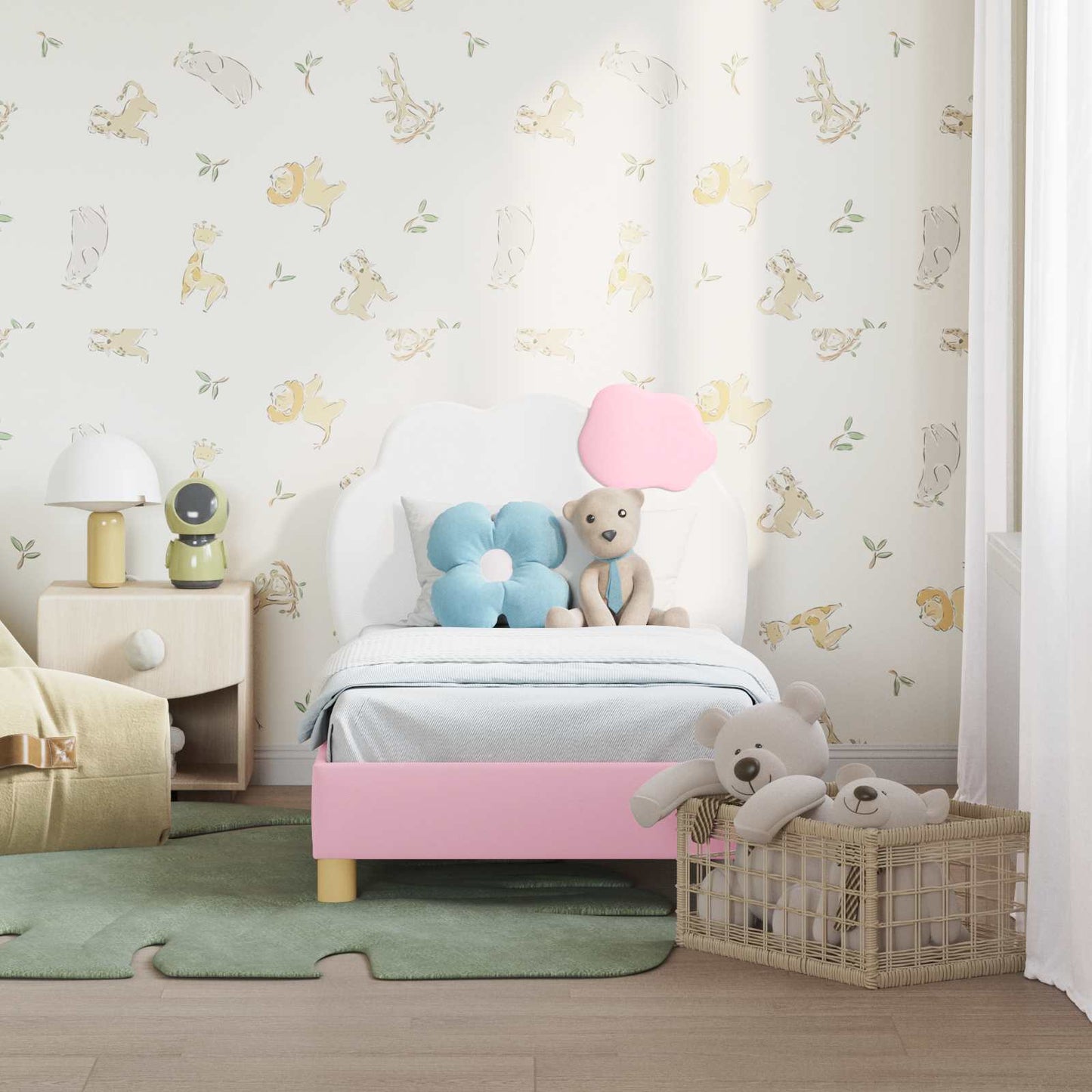 Gyerekágy keret fejtámlával Rózsaszín 70 x 140 cm PU