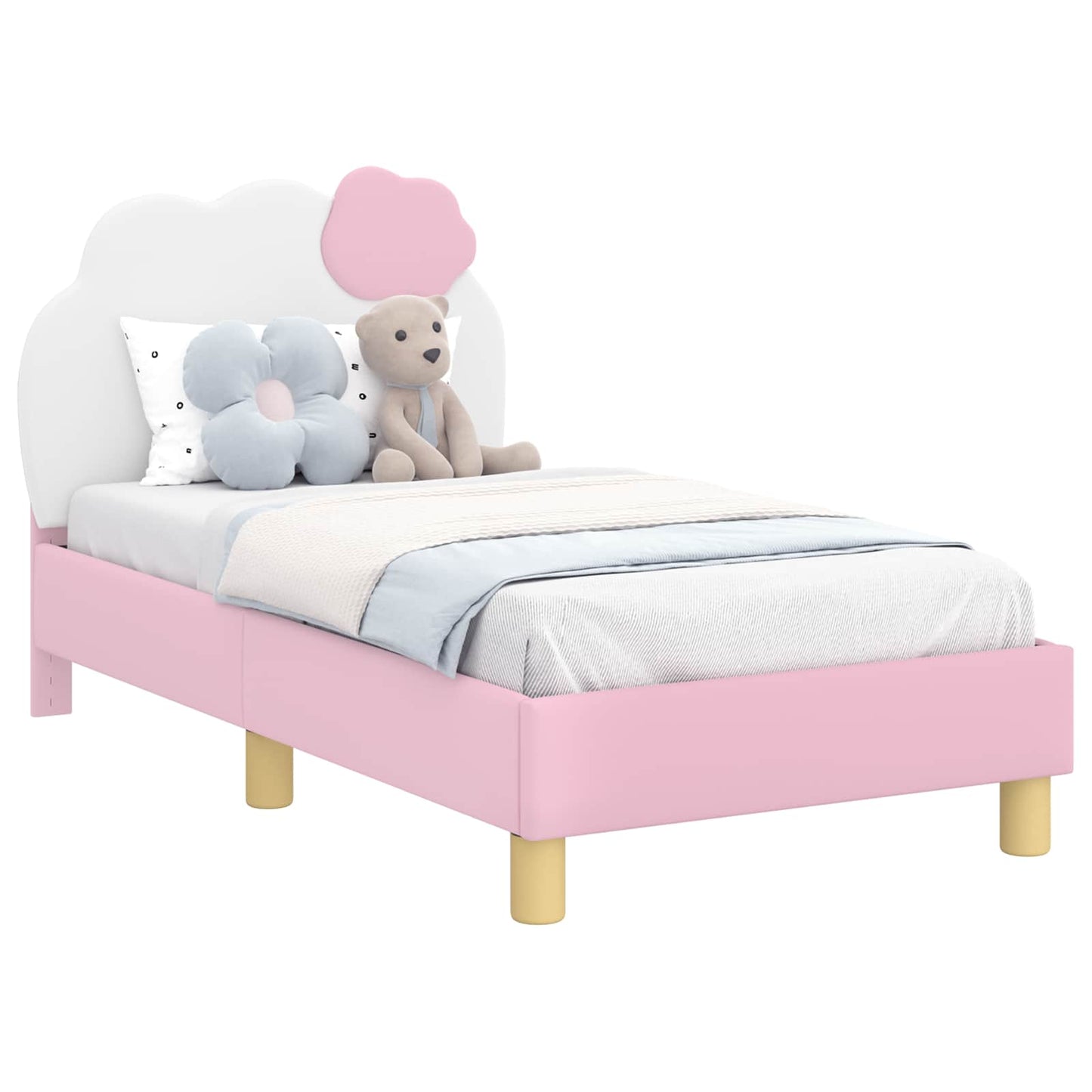 Gyerekágy keret fejtámlával Rózsaszín 70 x 140 cm PU