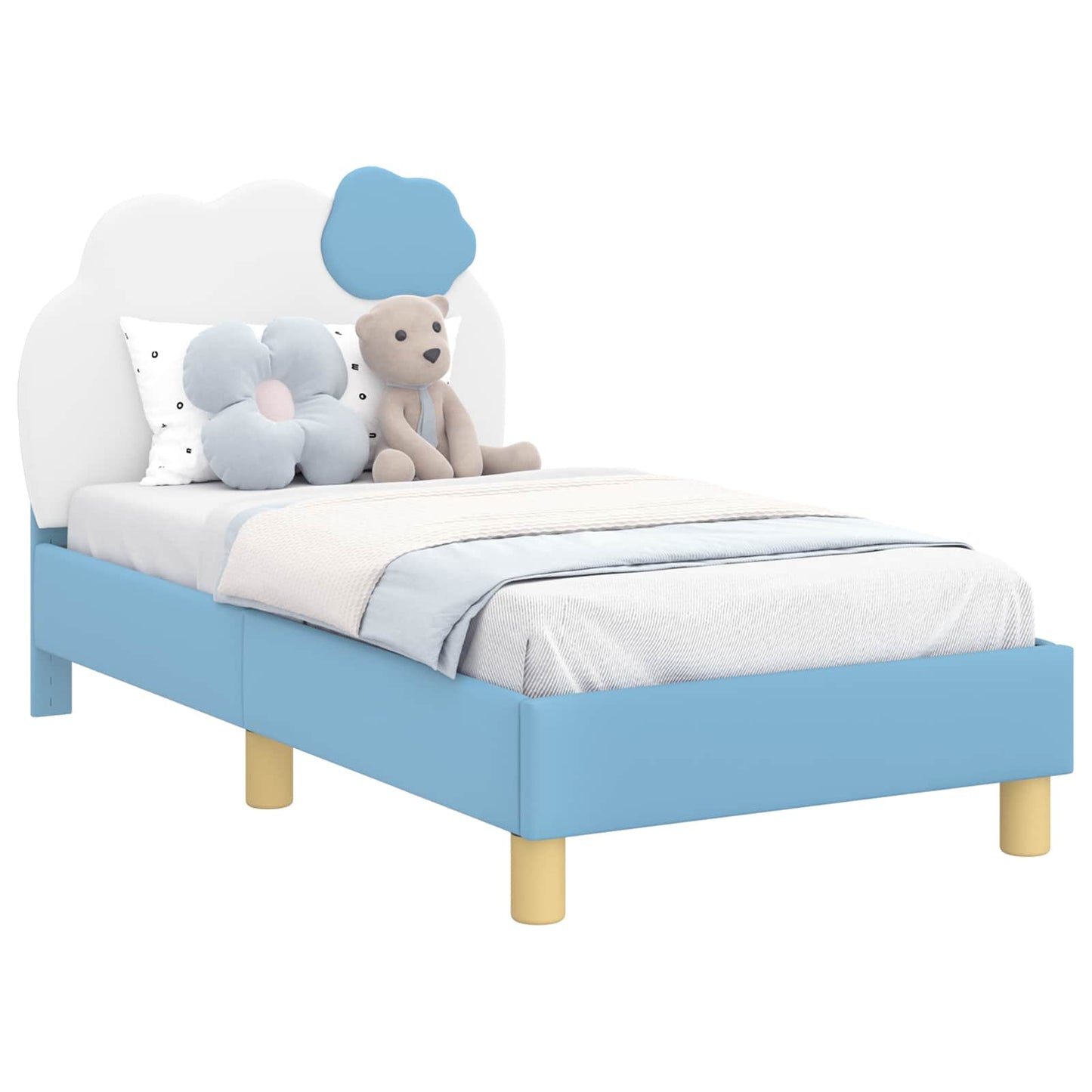 Gyerekágy keret fejtámlával Kék 70 x 140 cm PU