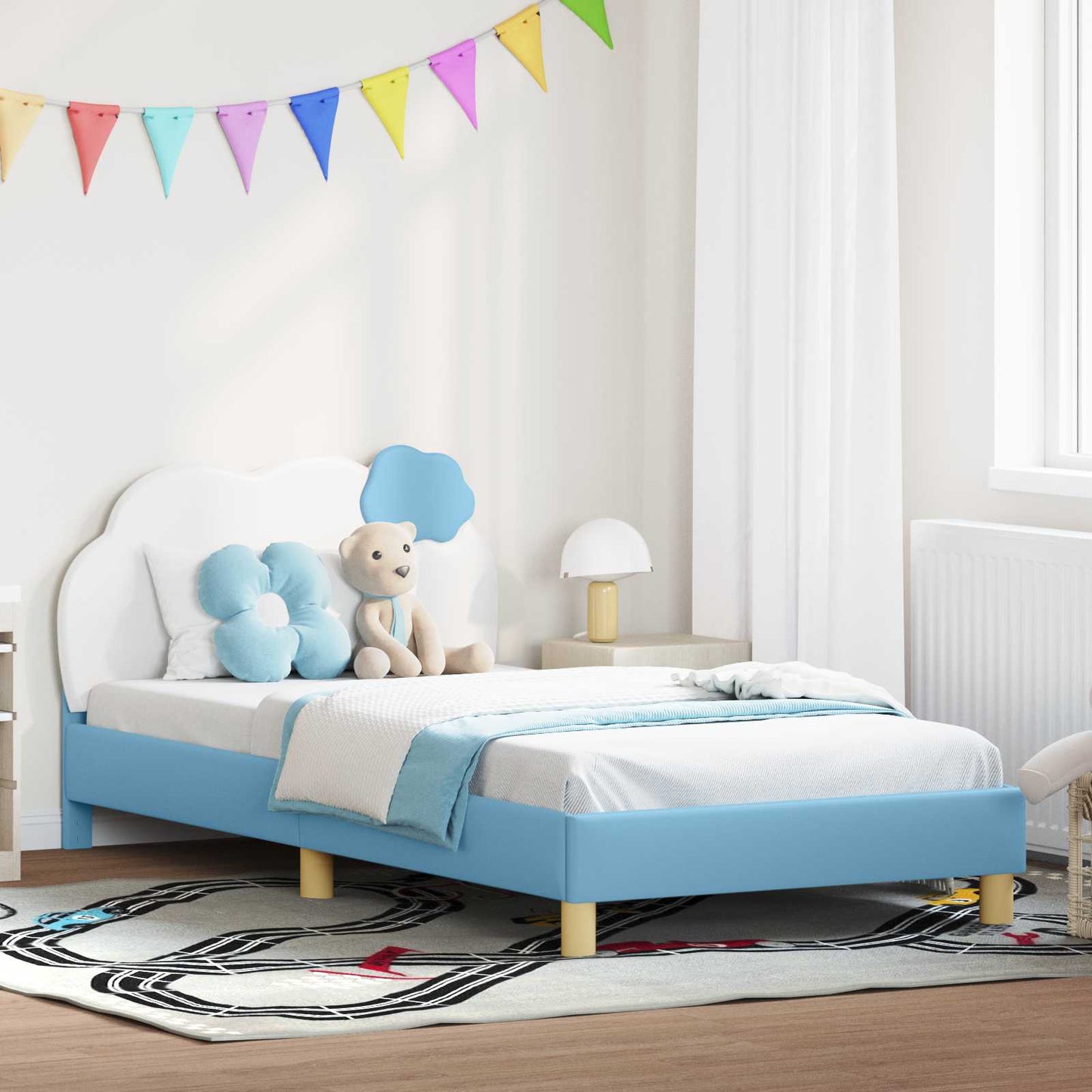 Gyerekágy kerettel Kék 90 x 190 cm PU