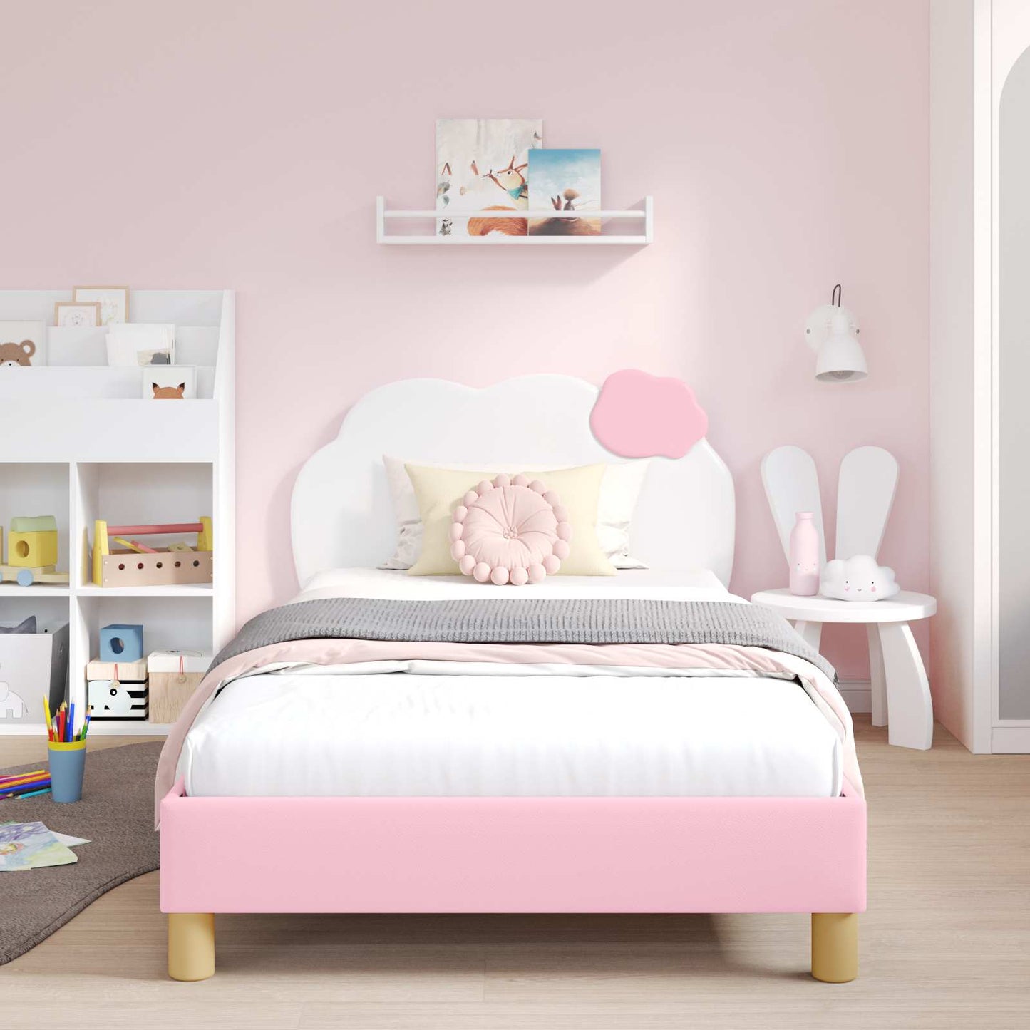 Gyerekágy kerettel Rózsaszín 90 x 200 cm PU