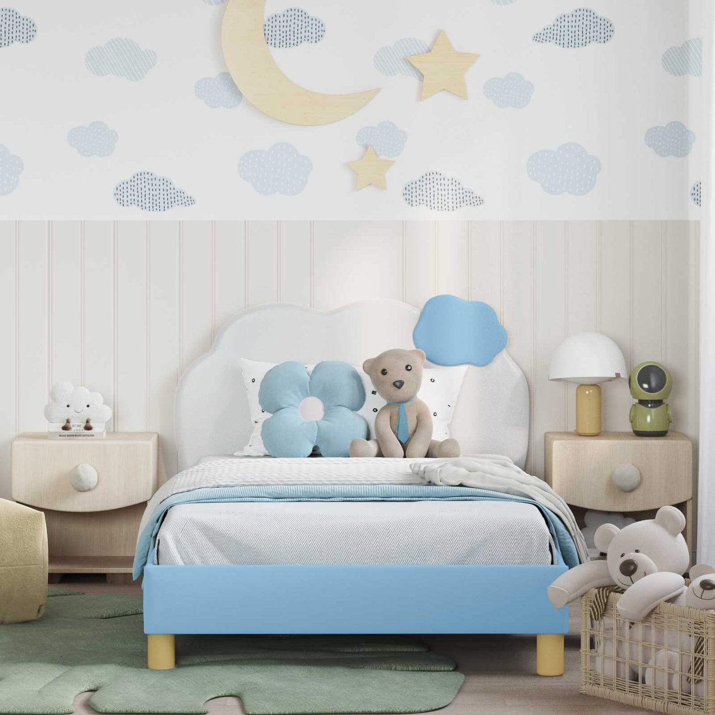 Gyerekágy kerettel Kék 90 x 200 cm PU