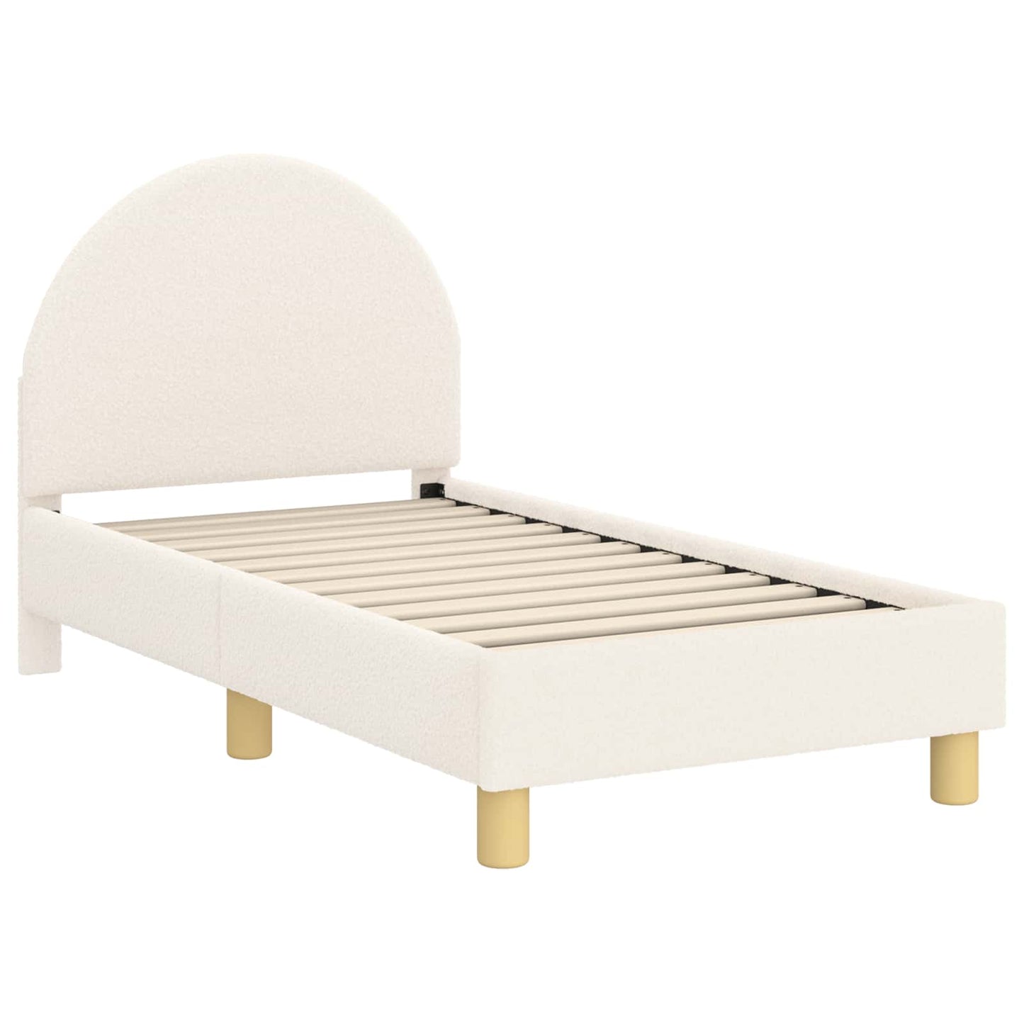 Gyerekágy keret fejtámlával Krémszínű 70 x 140 cm Bouclé