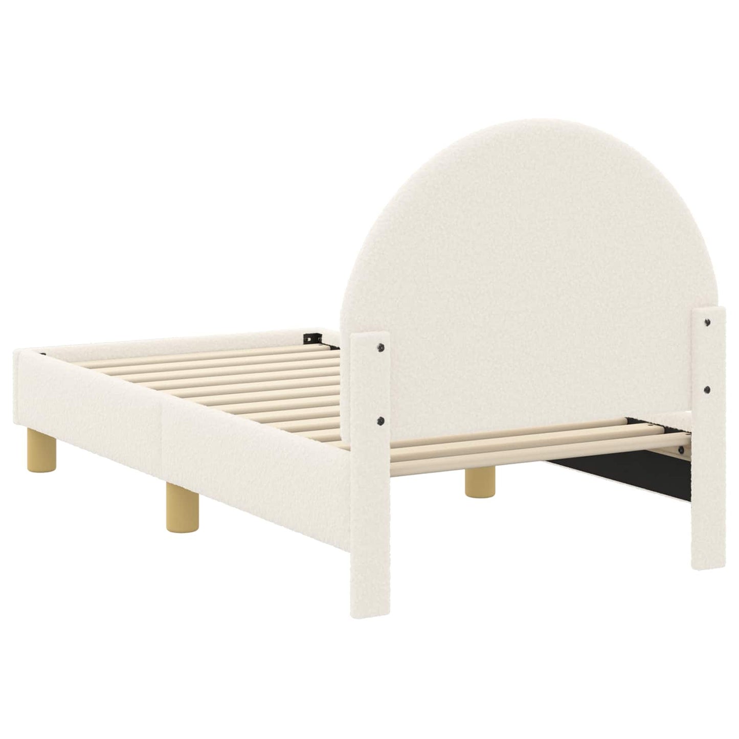 Gyerekágy keret fejtámlával Krémszínű 70 x 140 cm Bouclé