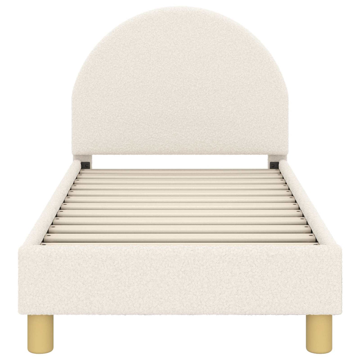 Gyerekágy keret fejtámlával Krémszínű 70 x 140 cm Bouclé