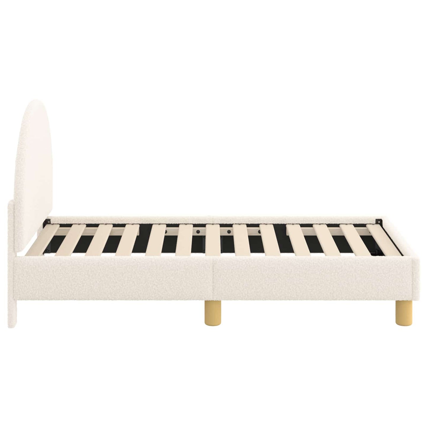 Gyerekágy keret fejtámlával Krémszínű 70 x 140 cm Bouclé