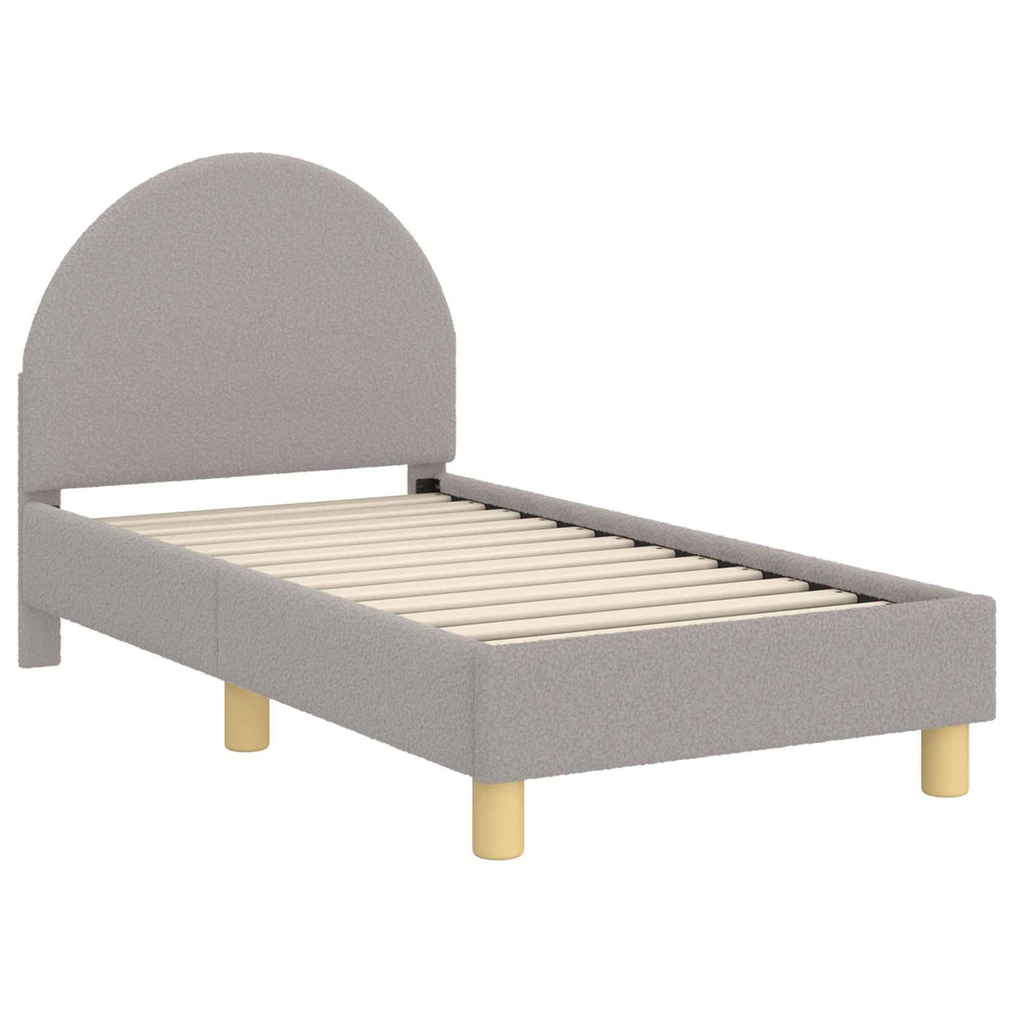 Gyerekágy keret fejtámlával Világosszürke 70 x 140 cm Bouclé