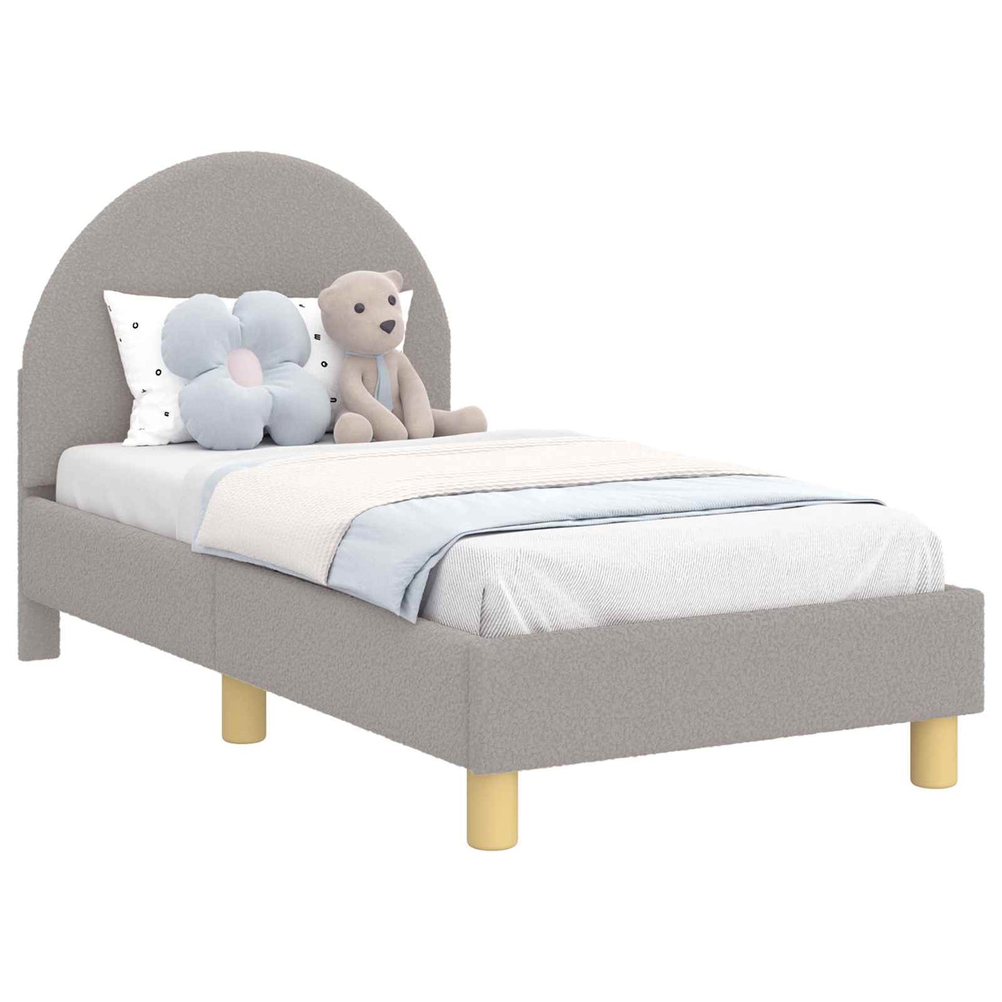 Gyerekágy keret fejtámlával Világosszürke 70 x 140 cm Bouclé