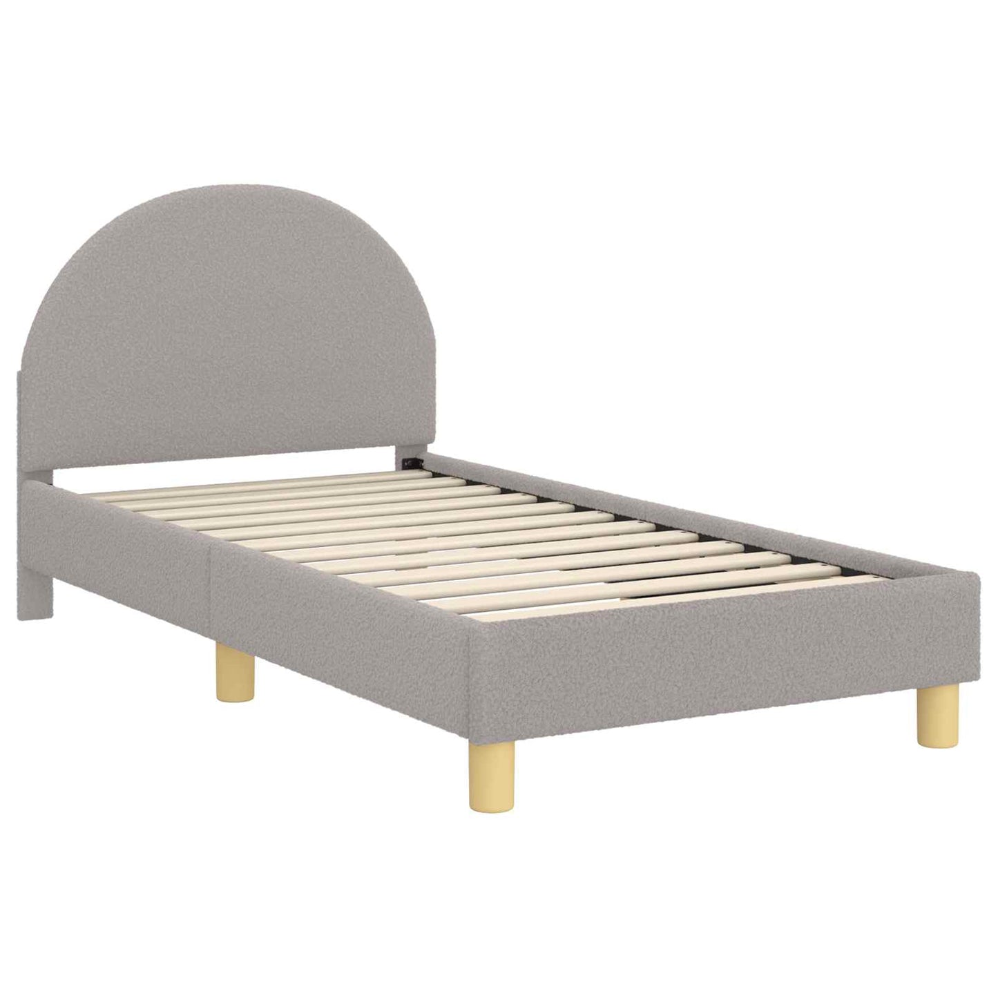 Gyerekágy kerettel fejtámlával Világosszürke 80 x 160 cm Bouclé