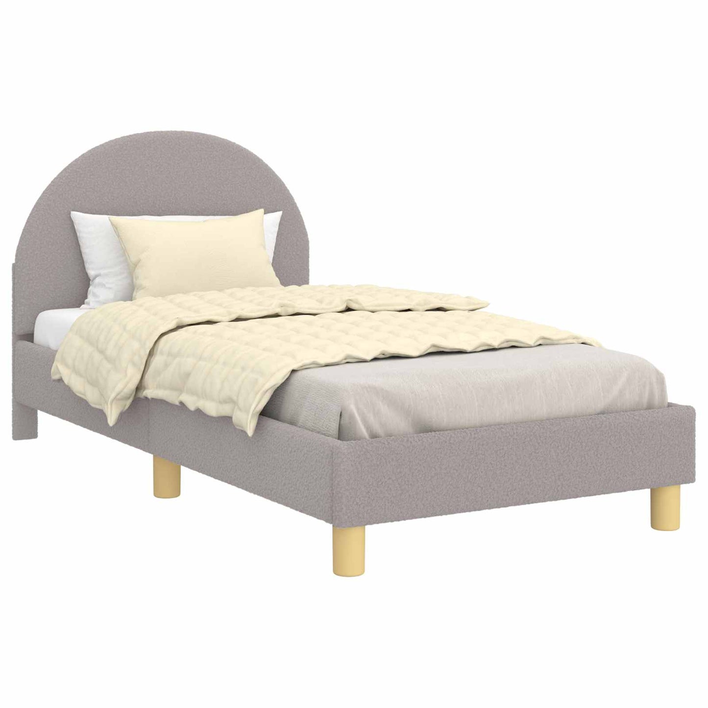 Gyerekágy kerettel fejtámlával Világosszürke 80 x 160 cm Bouclé