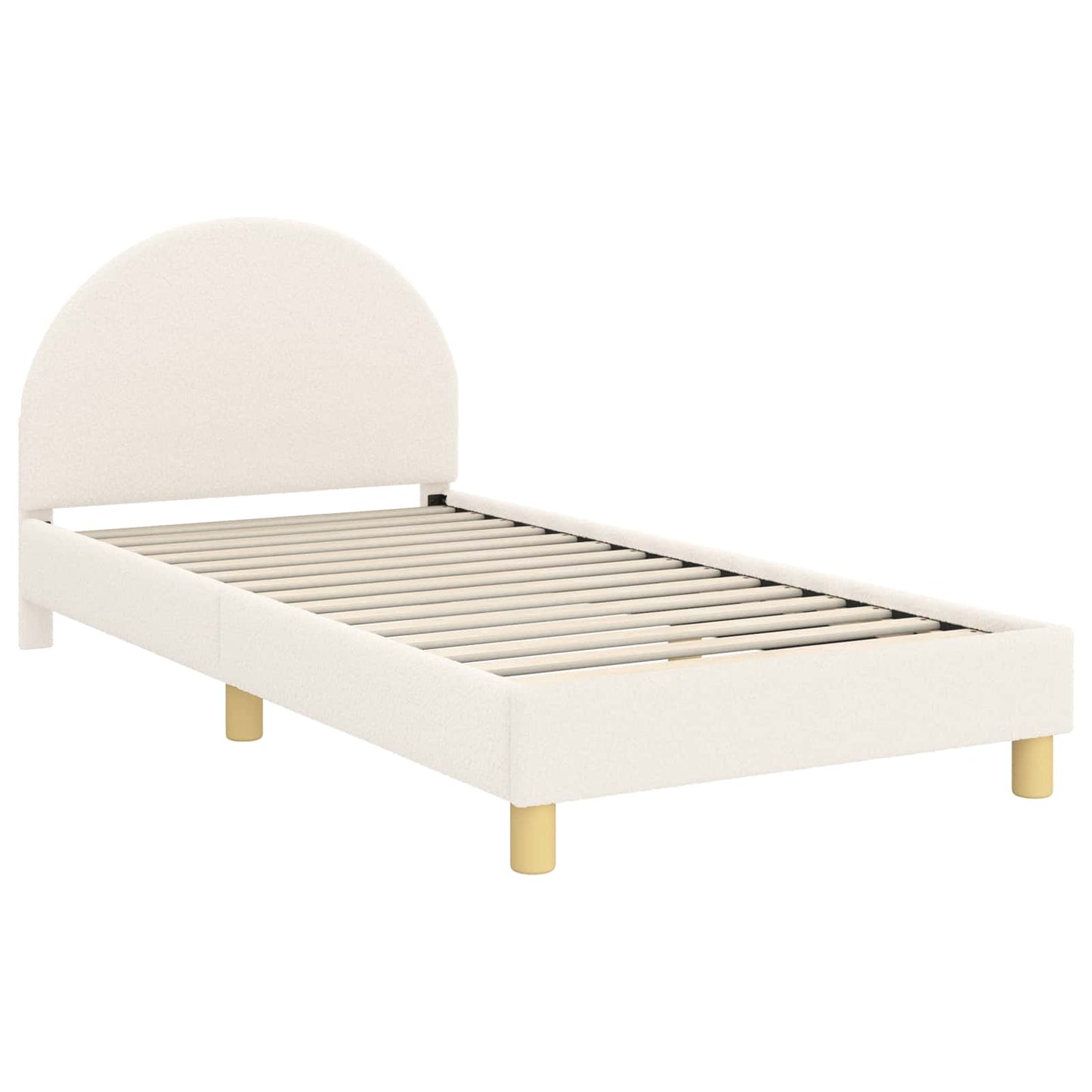 Gyerekágy kerettel fejtámlával Krémszínű 80 x 200 cm Bouclé