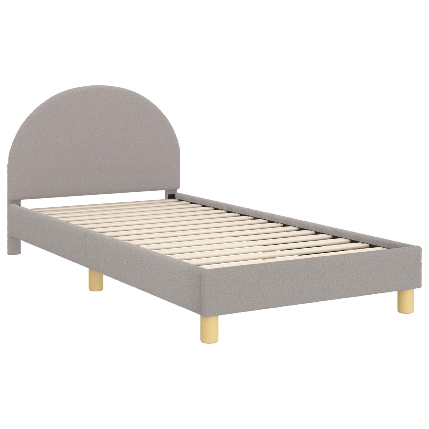 Gyerekágy kerettel fejtámlával Világosszürke 90x190 cm Bouclé