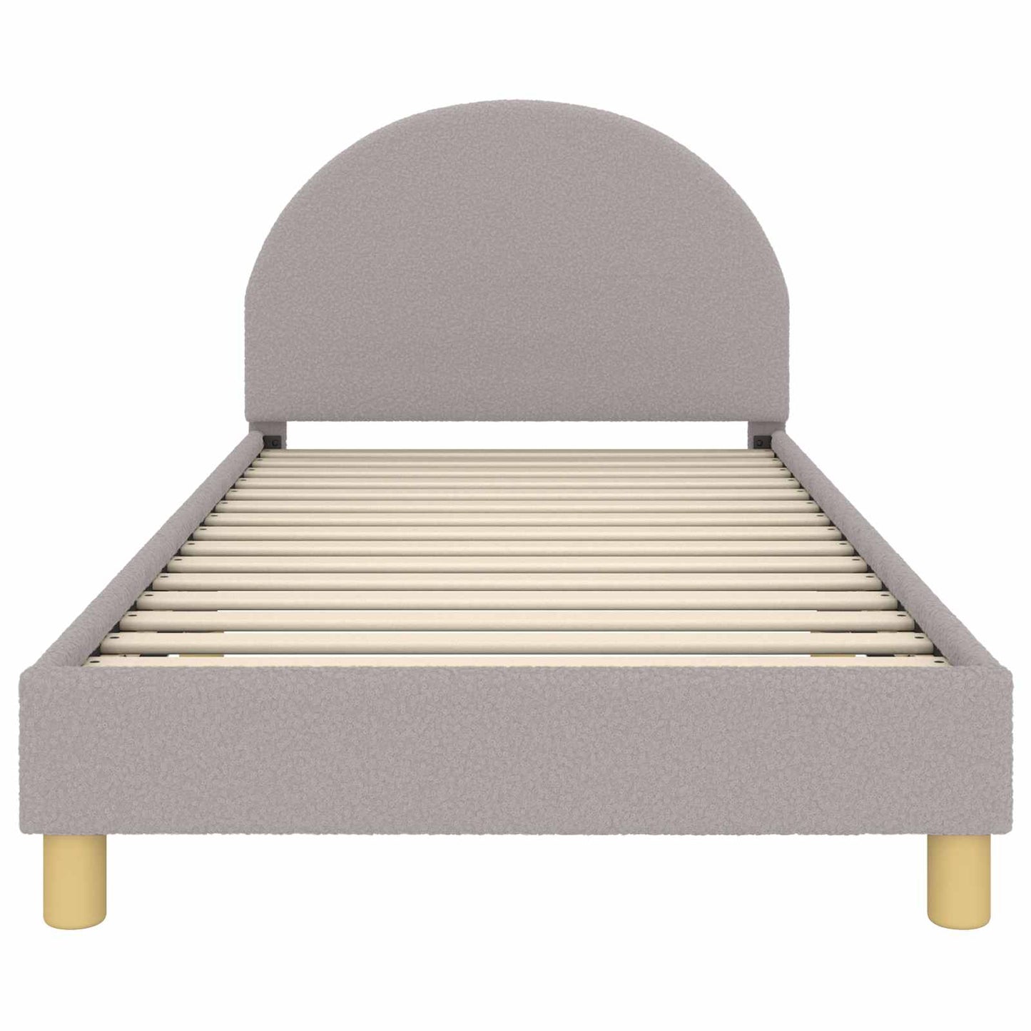 Gyerekágy kerettel fejtámlával Világosszürke 90x190 cm Bouclé