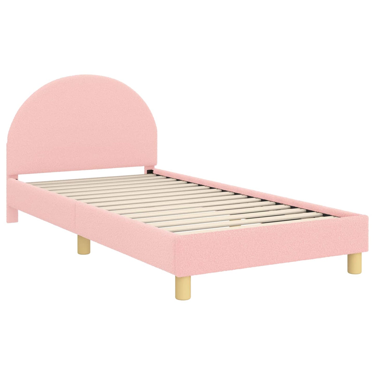 Gyerekágy kerettel fejtámlával Rózsaszín 90 x 200 cm Bouclé