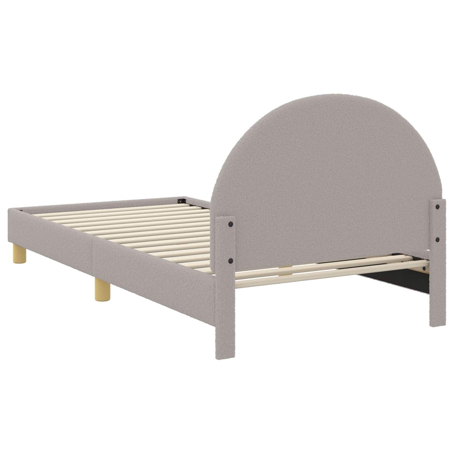Gyerekágy kerettel fejtámlával Világosszürke 90x200 cm Bouclé