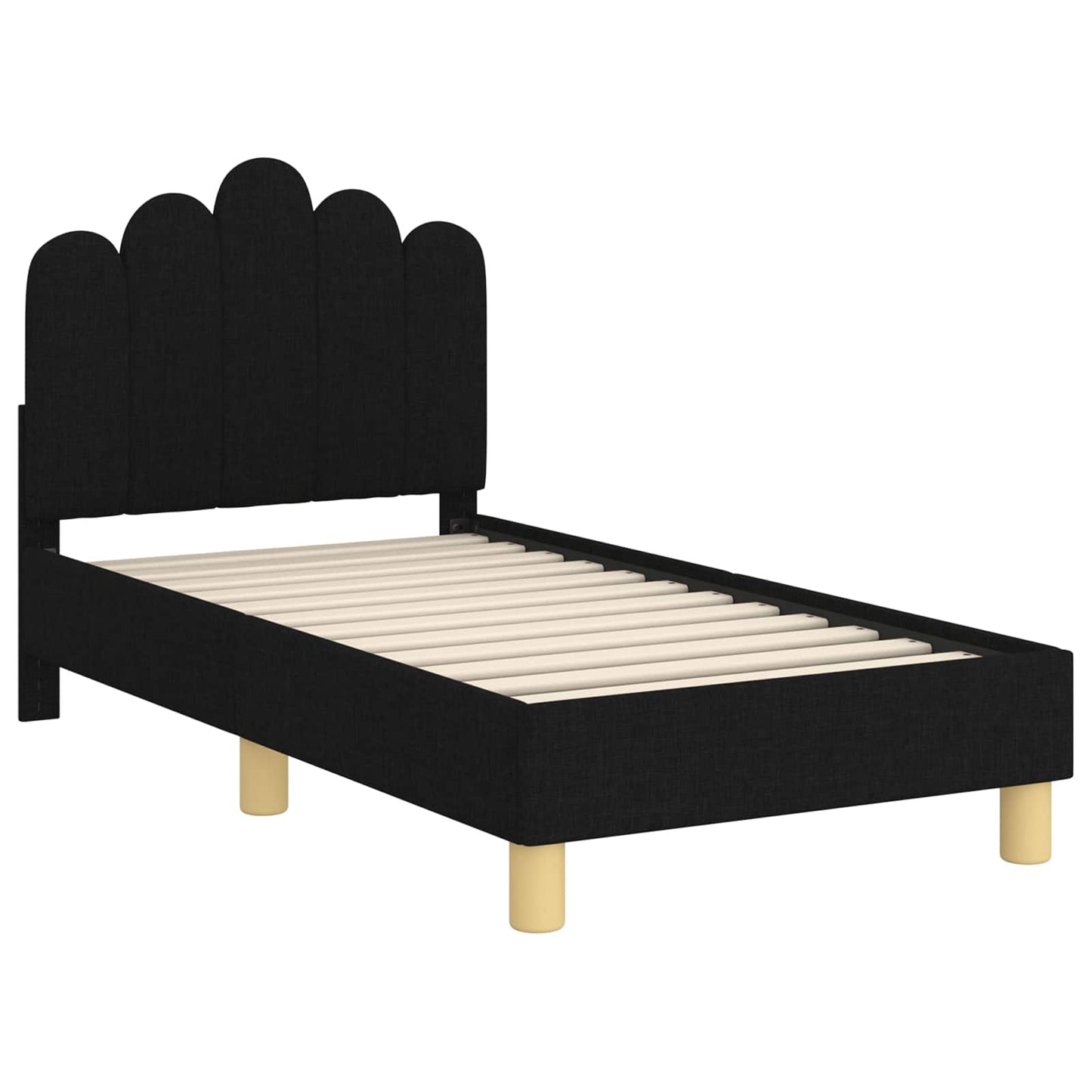 Gyerekágy keret fejtámlával Fekete 70 x 140 cm Szövet