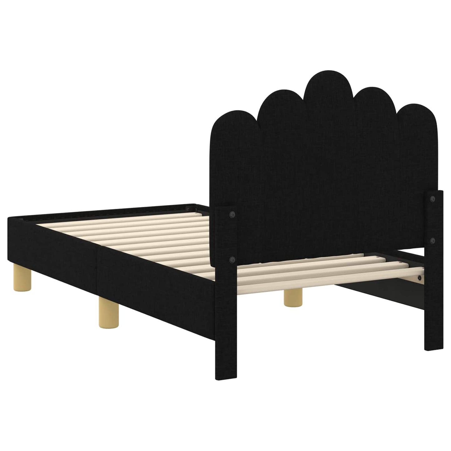 Gyerekágy keret fejtámlával Fekete 70 x 140 cm Szövet