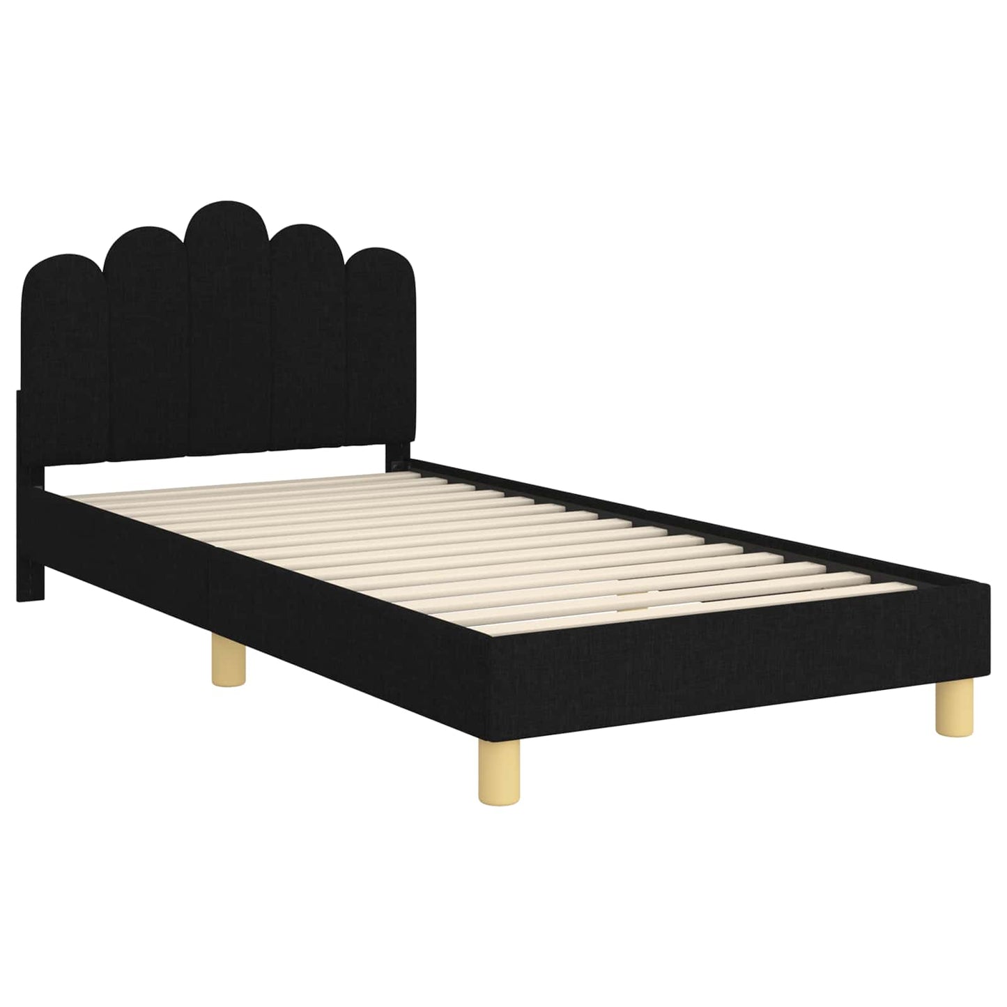 Gyerekágy kerettel fejtámlával Fekete 90 x 190 cm Szövet