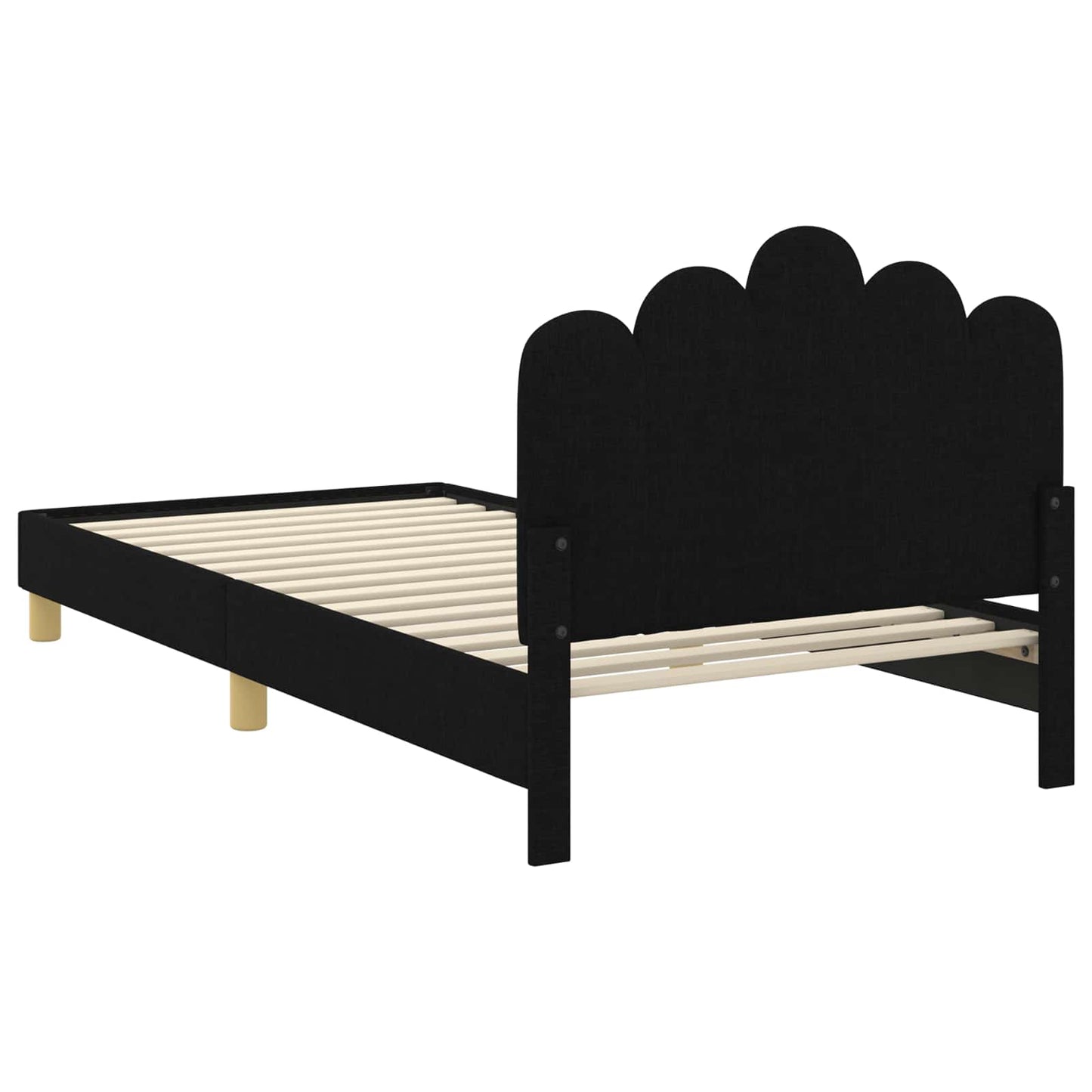 Gyerekágy kerettel fejtámlával Fekete 90 x 190 cm Szövet