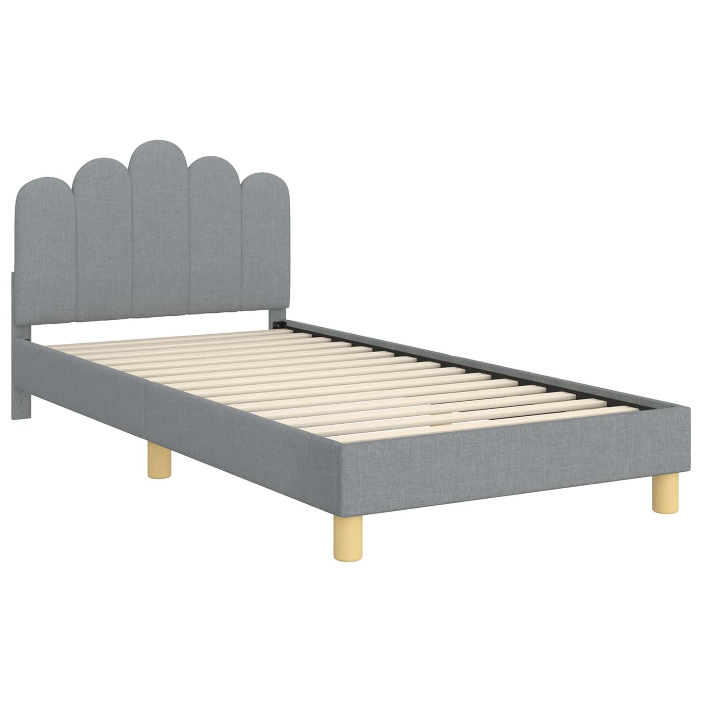 Gyerekágy kerettel fejtámlával Világosszürke 90 x 200 cm Szövet