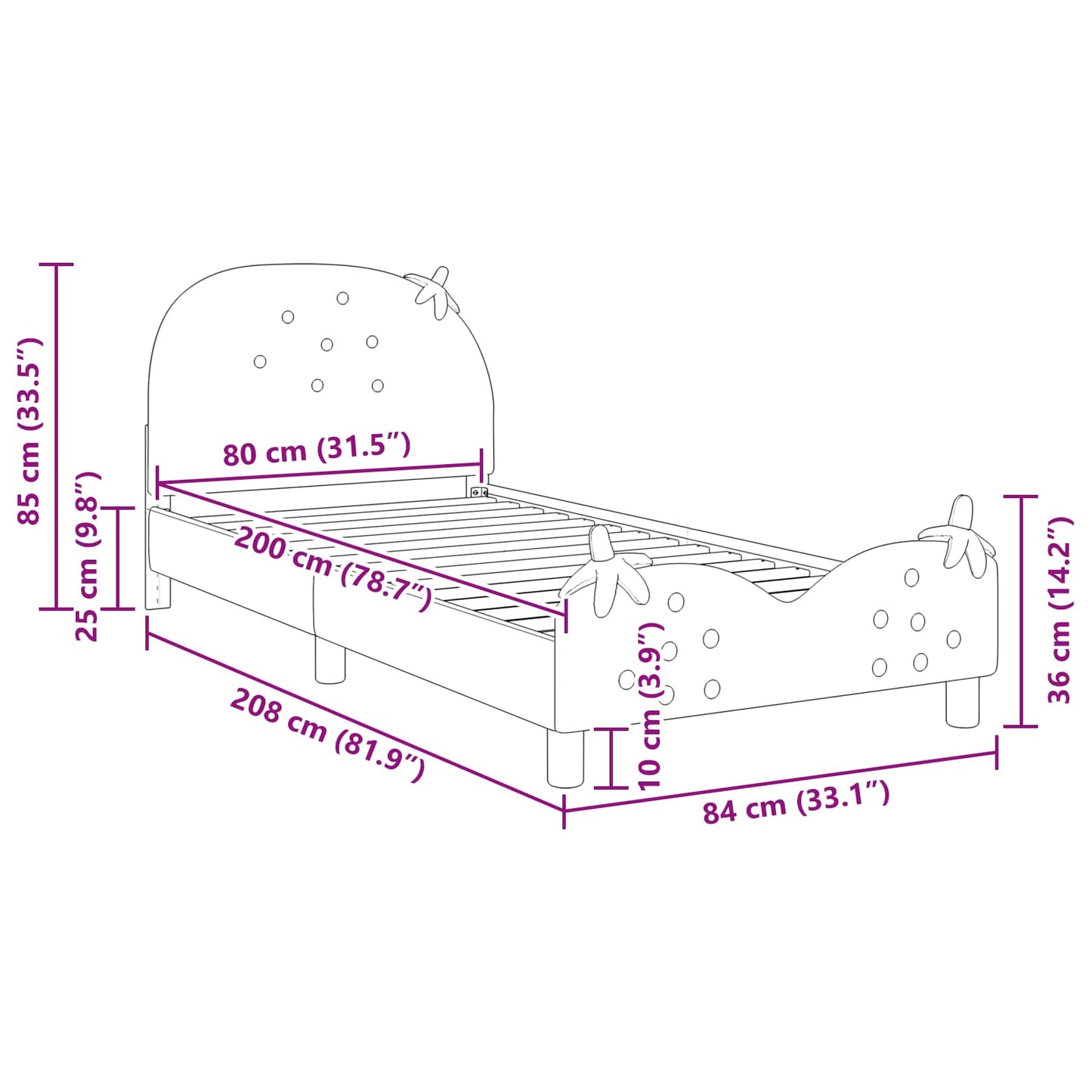 Gyerekágy kerettel fejtámlával Rózsaszín 80 x 200 cm Bársony