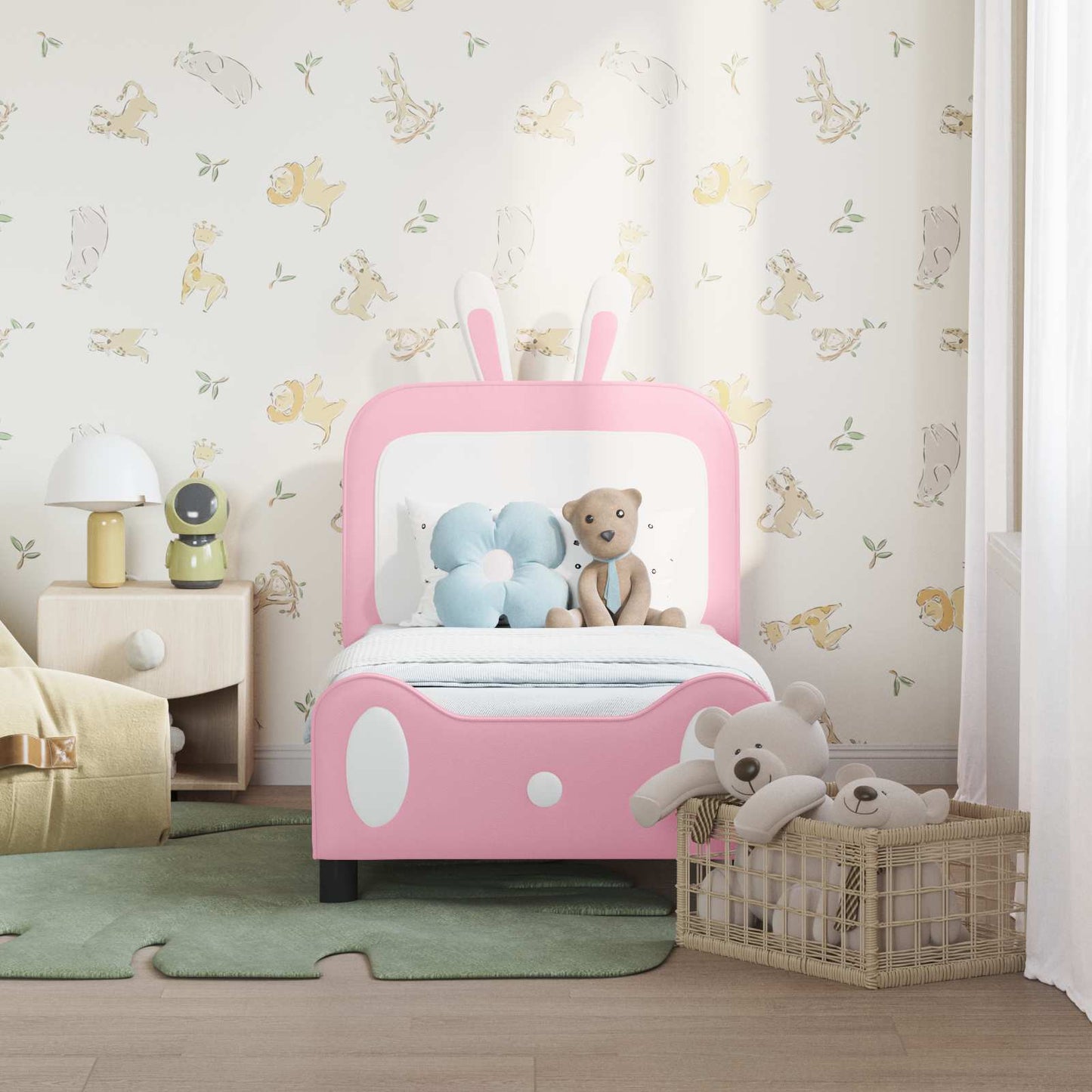 Gyerekágy keret fejtámlával Rózsaszín 70 x 140 cm PU