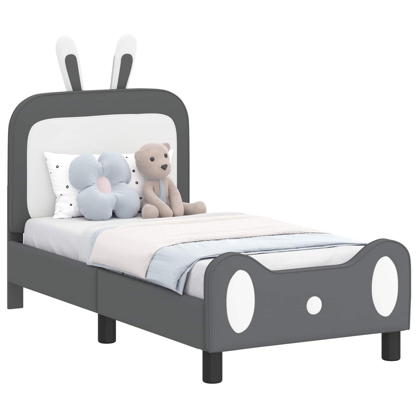 Gyerekágy keret fejtámlával Világosszürke 70 x 140 cm PU