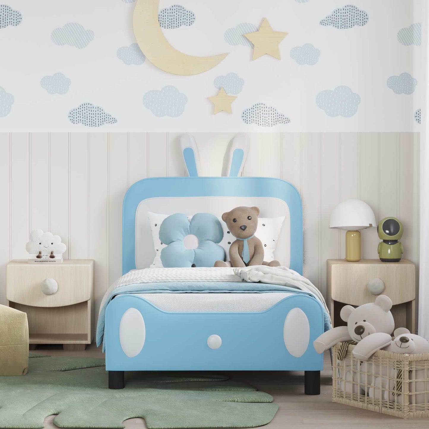 Gyerekágy kerettel Kék 80 x 160 cm PU
