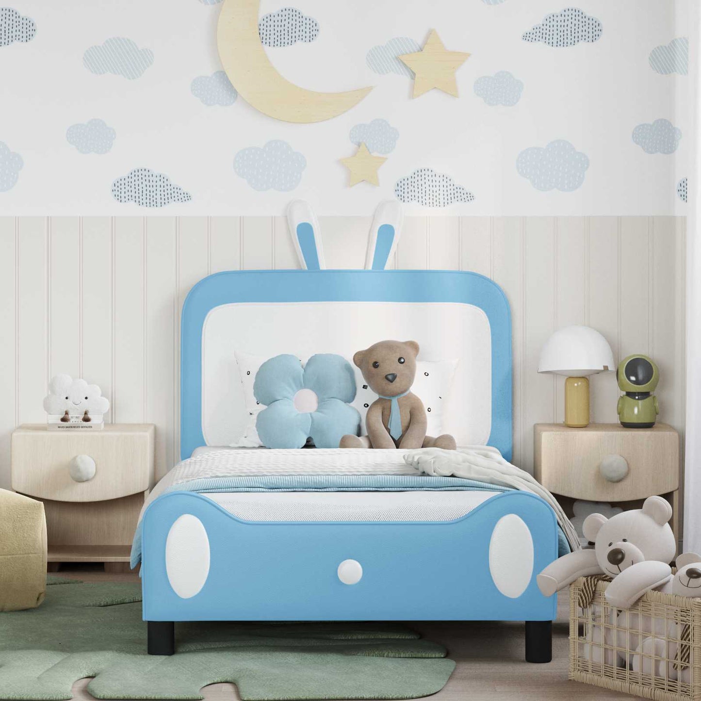 Gyerekágy kerettel Kék 80 x 200 cm PU