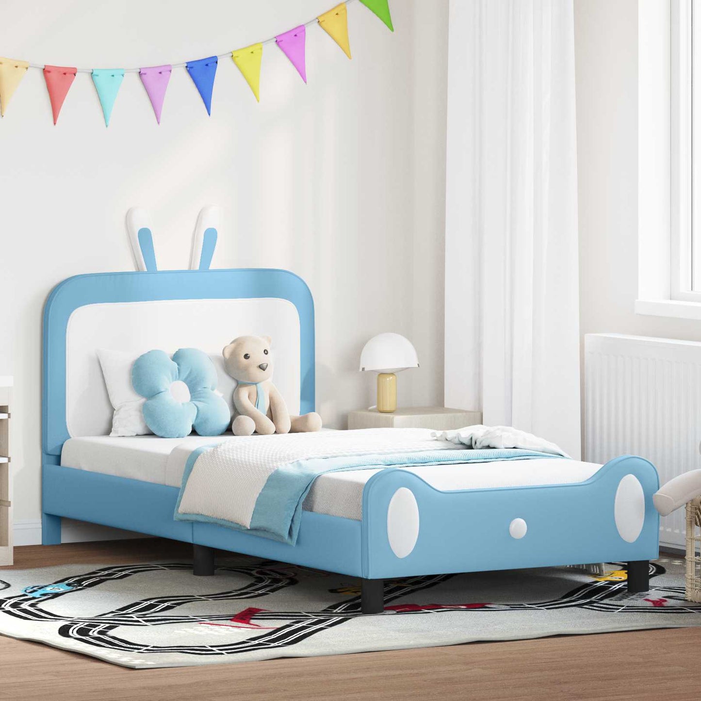 Gyerekágy kerettel Kék 90 x 190 cm PU