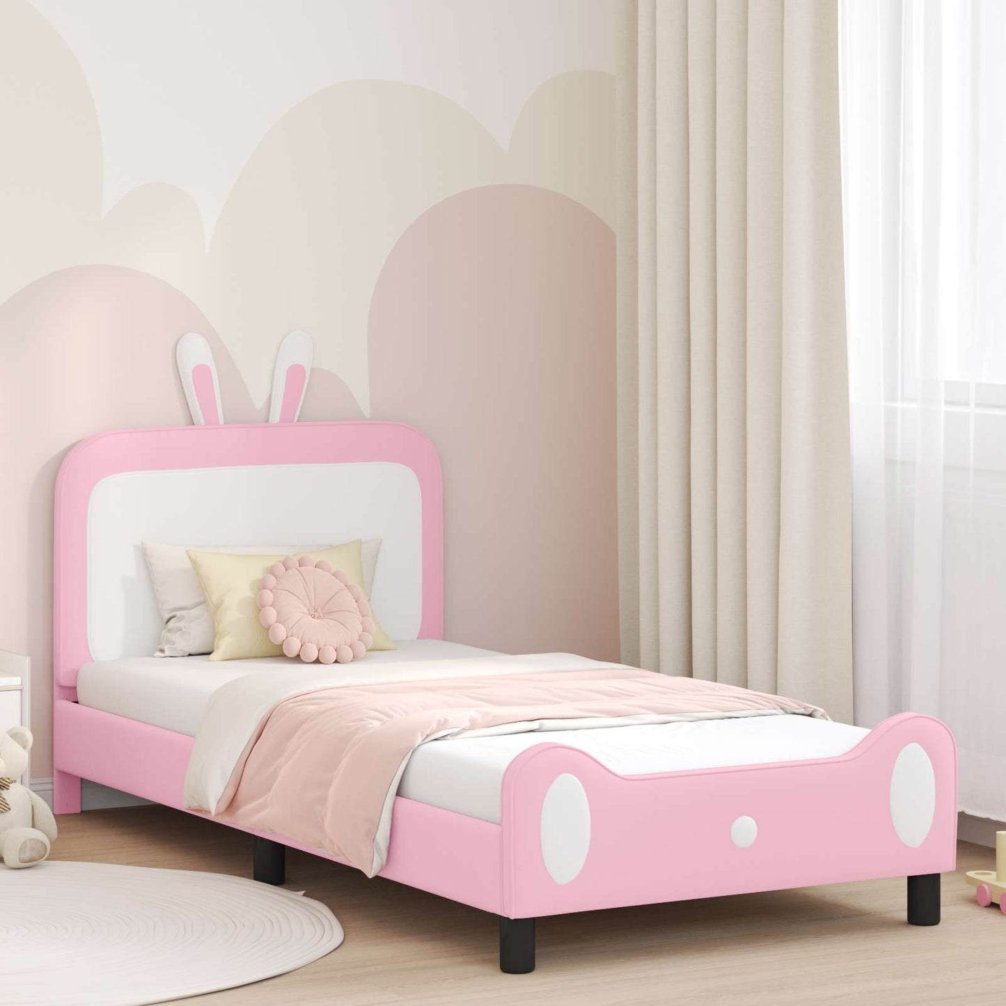 Gyerekágy kerettel Rózsaszín 90 x 200 cm PU