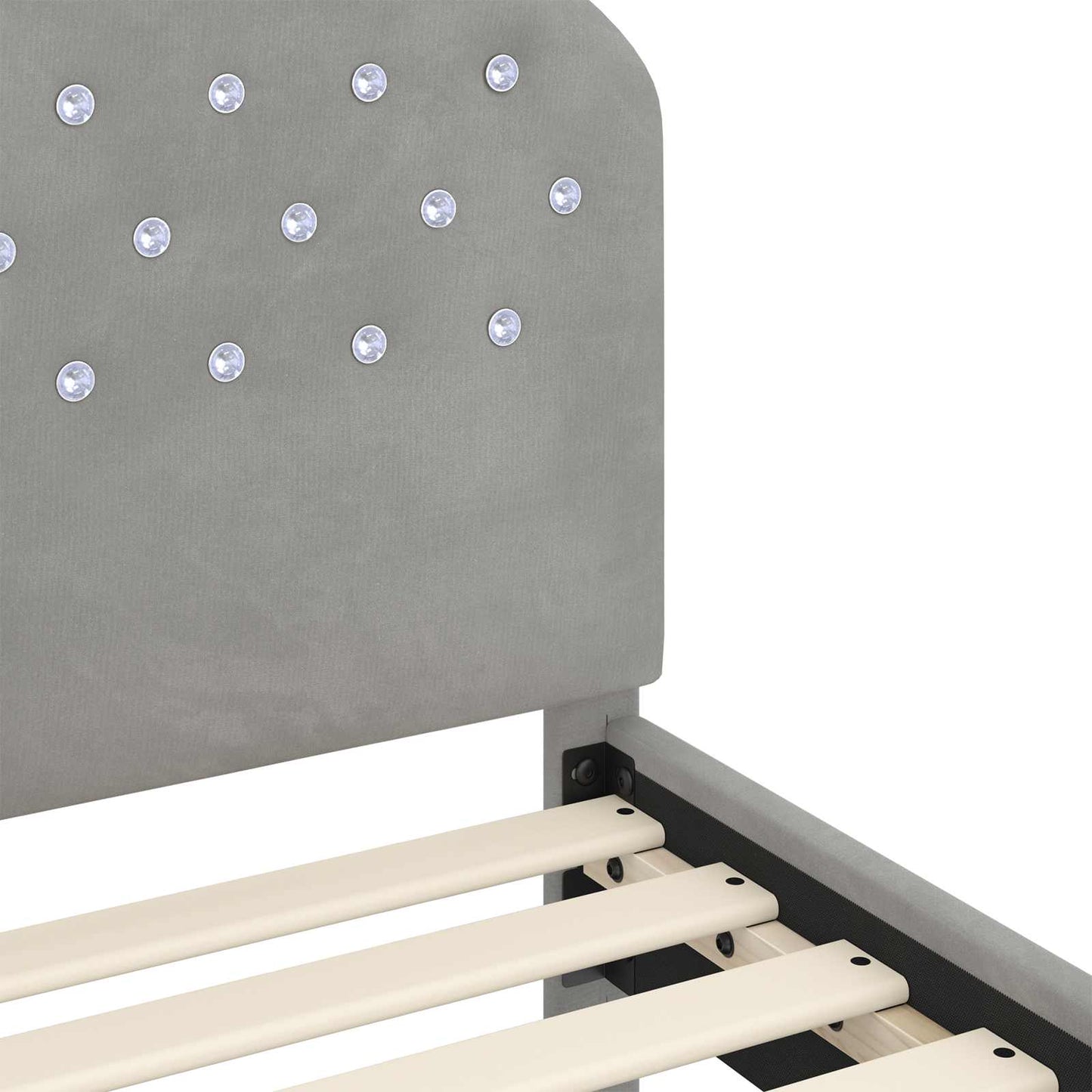 Gyerekágy keret fejtámlával Világosszürke 70 x 140 cm Bársony