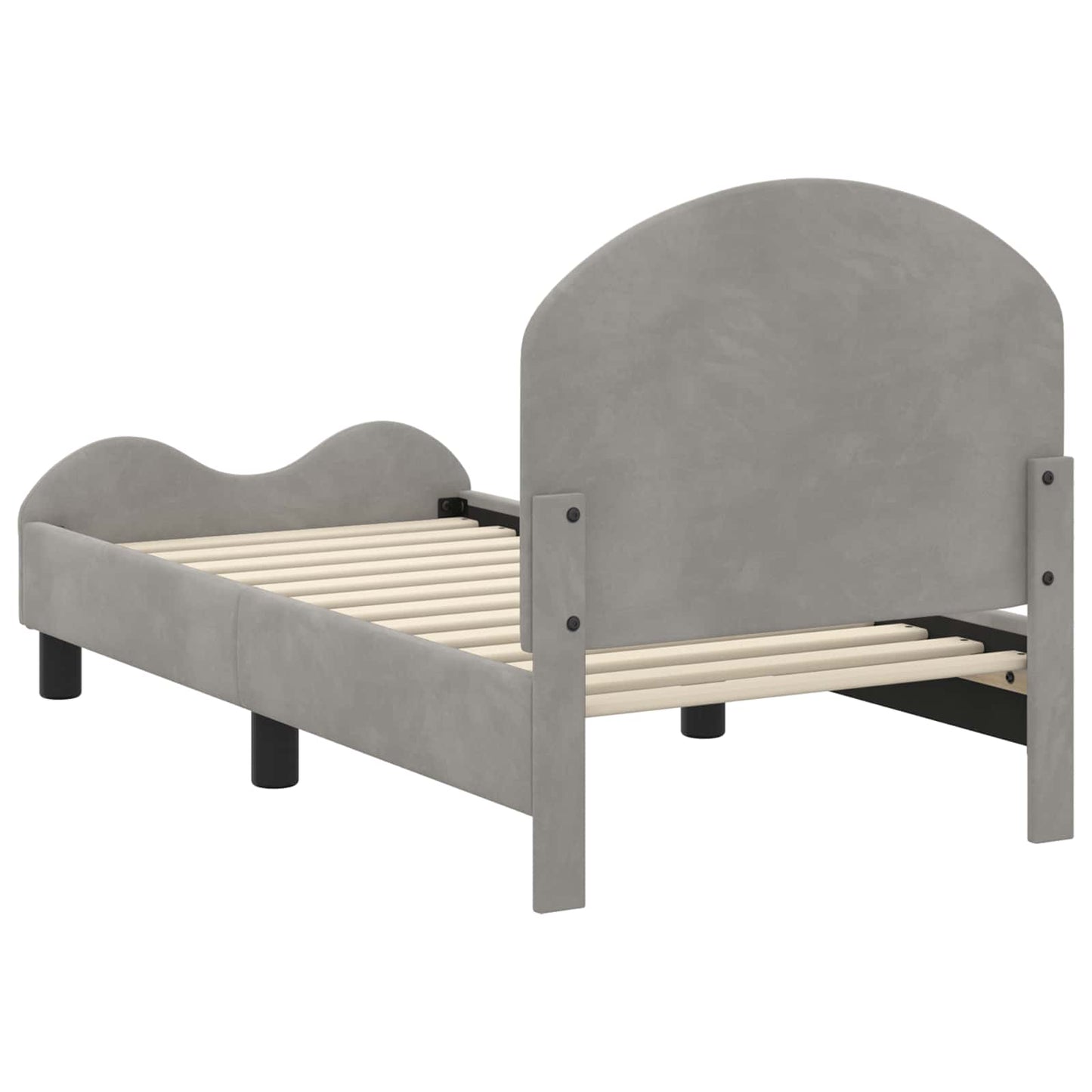 Gyerekágy keret fejtámlával Világosszürke 70 x 140 cm Bársony