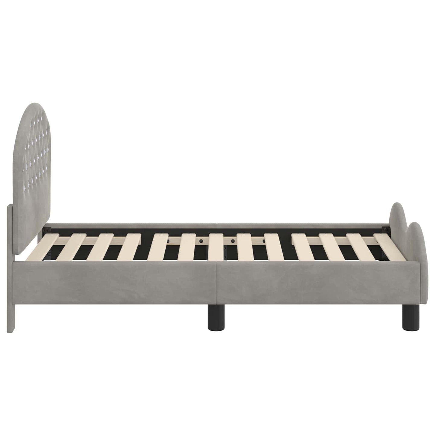 Gyerekágy keret fejtámlával Világosszürke 70 x 140 cm Bársony