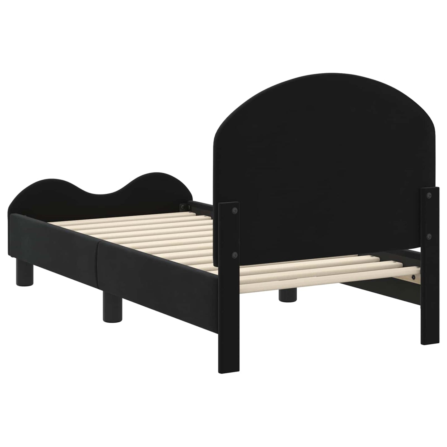 Gyerekágy keret fejtámlával Fekete 70 x 140 cm Bársony
