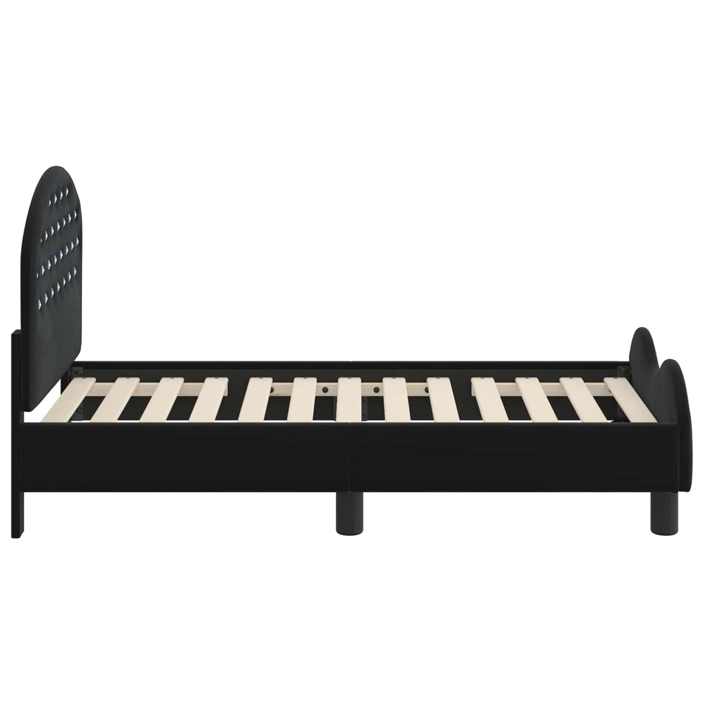 Gyerekágy keret fejtámlával Fekete 70 x 140 cm Bársony