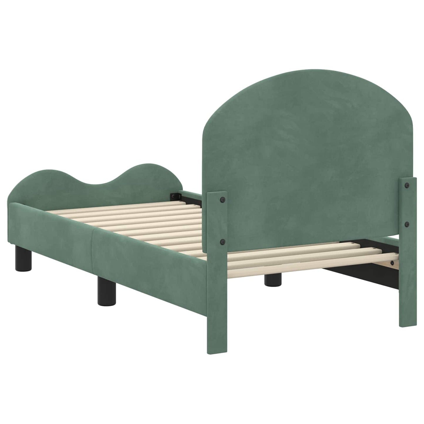 Gyerekágy keret fejtámlával Tengeri Zöld 70 x 140 cm Bársony