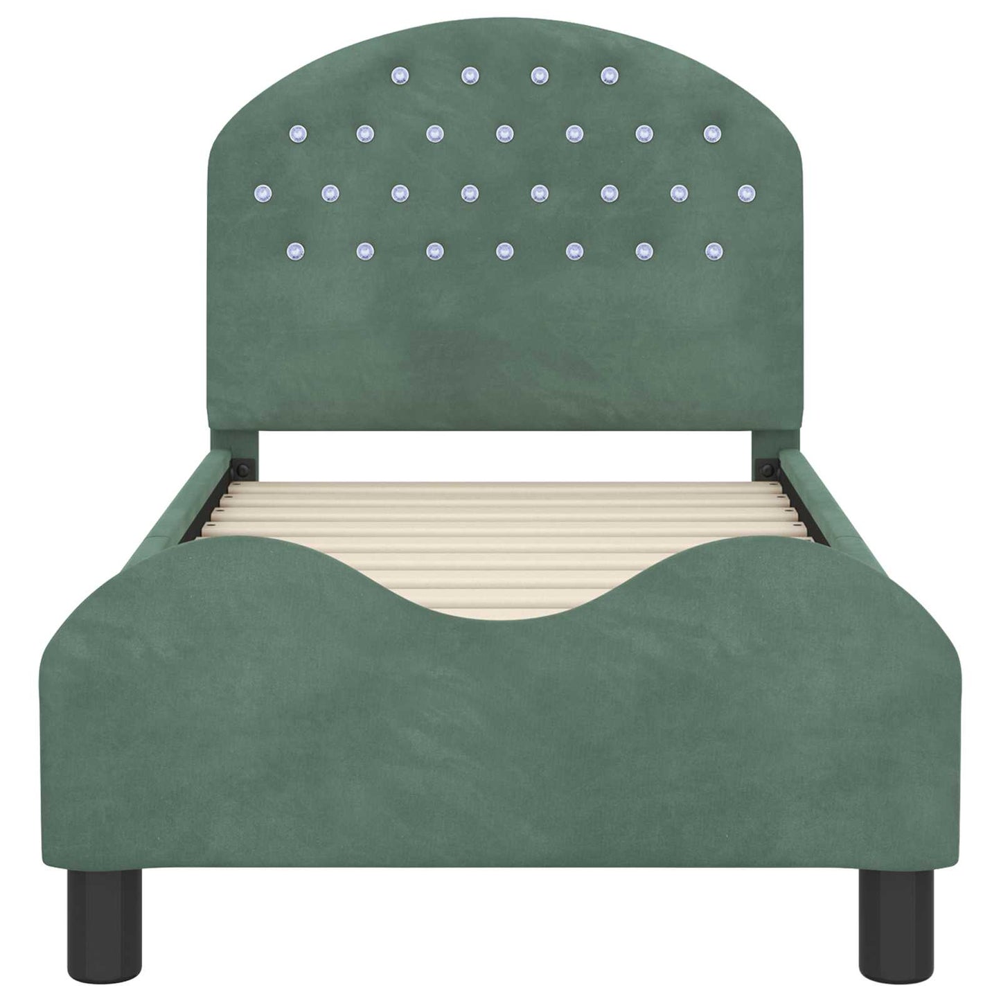 Gyerekágy keret fejtámlával Tengeri Zöld 70 x 140 cm Bársony
