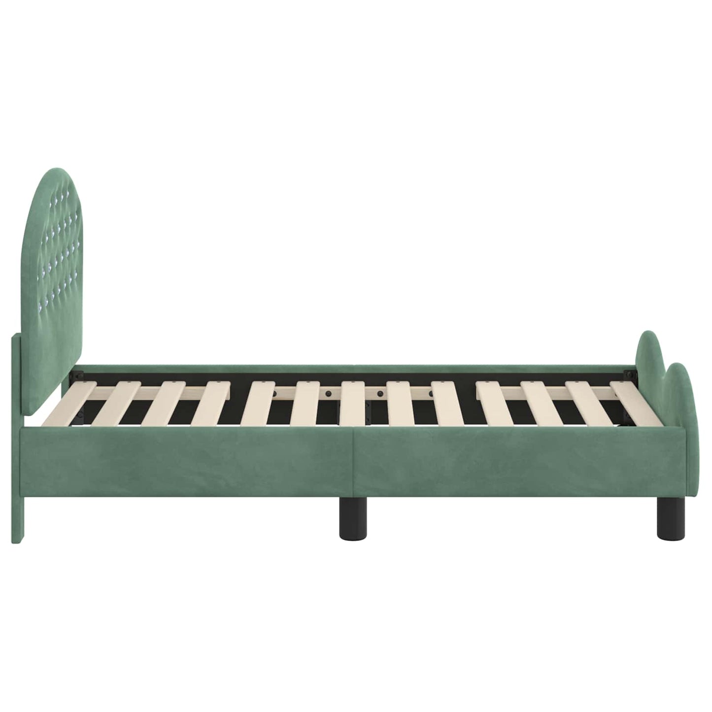 Gyerekágy keret fejtámlával Tengeri Zöld 70 x 140 cm Bársony