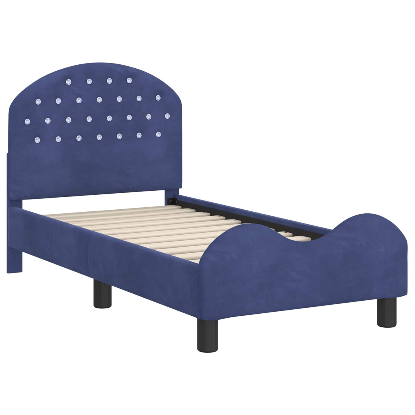 Gyerekágy keret fejtámlával Rendőrségi kék 70 x 140 cm Bársony
