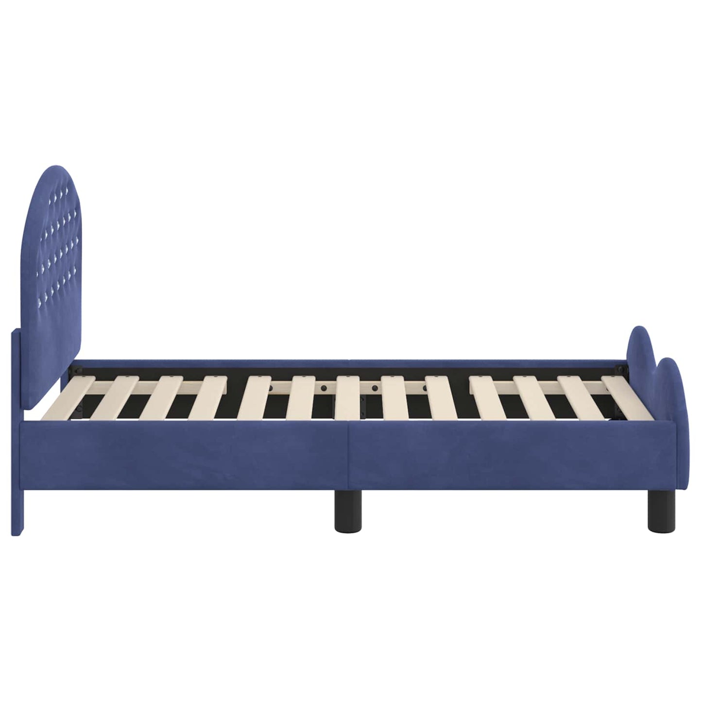 Gyerekágy keret fejtámlával Rendőrségi kék 70 x 140 cm Bársony