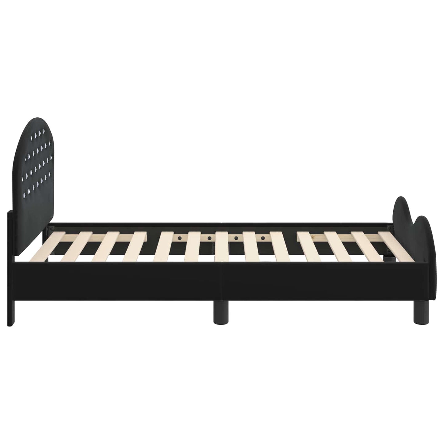 Gyerekágy kerettel fejtámlával Fekete 80 x 160 cm Bársony